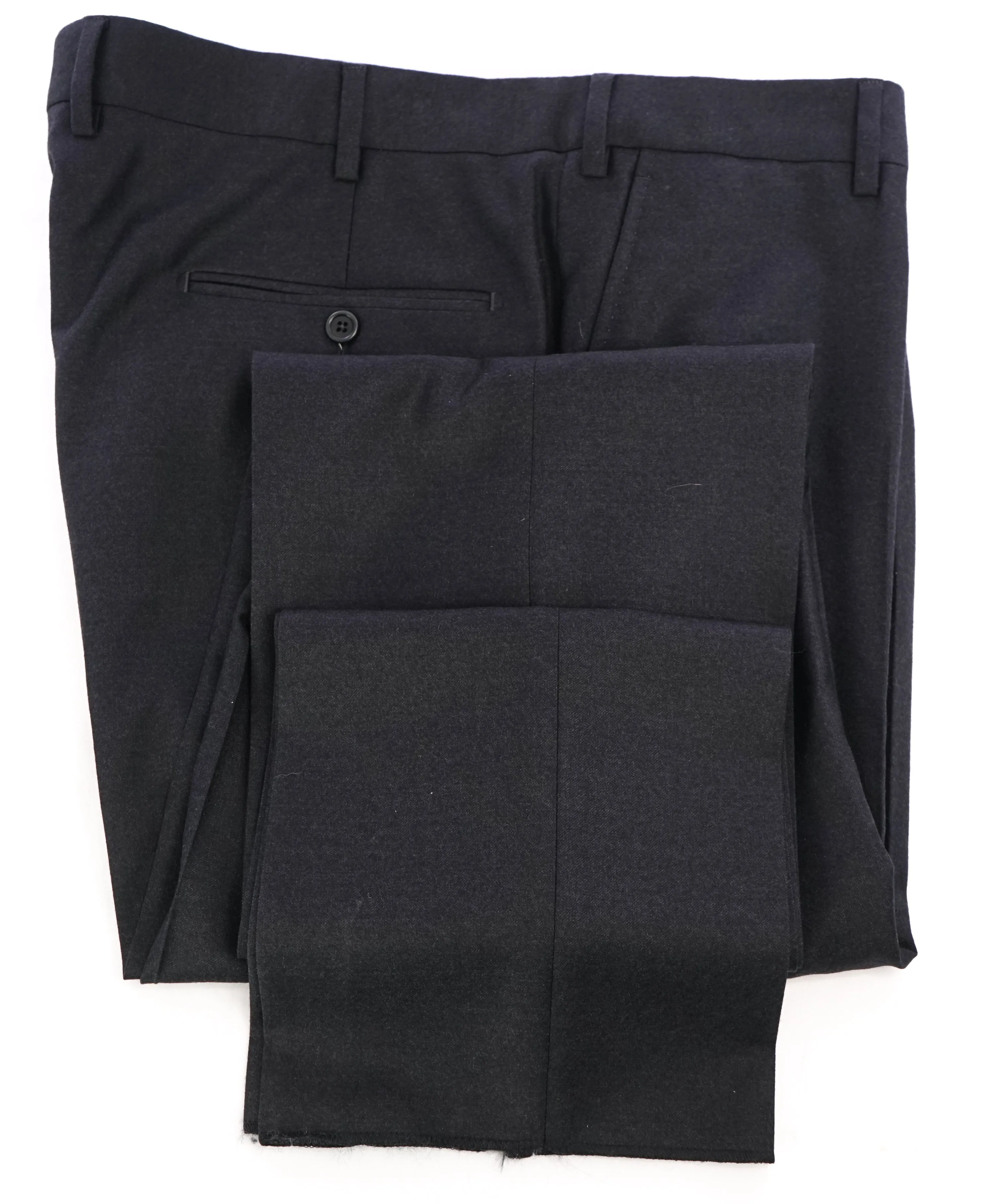 SAKS FIFTH AVE  - Charcoal Flannel Made In Italy Flat Front Dress Pants - 38W