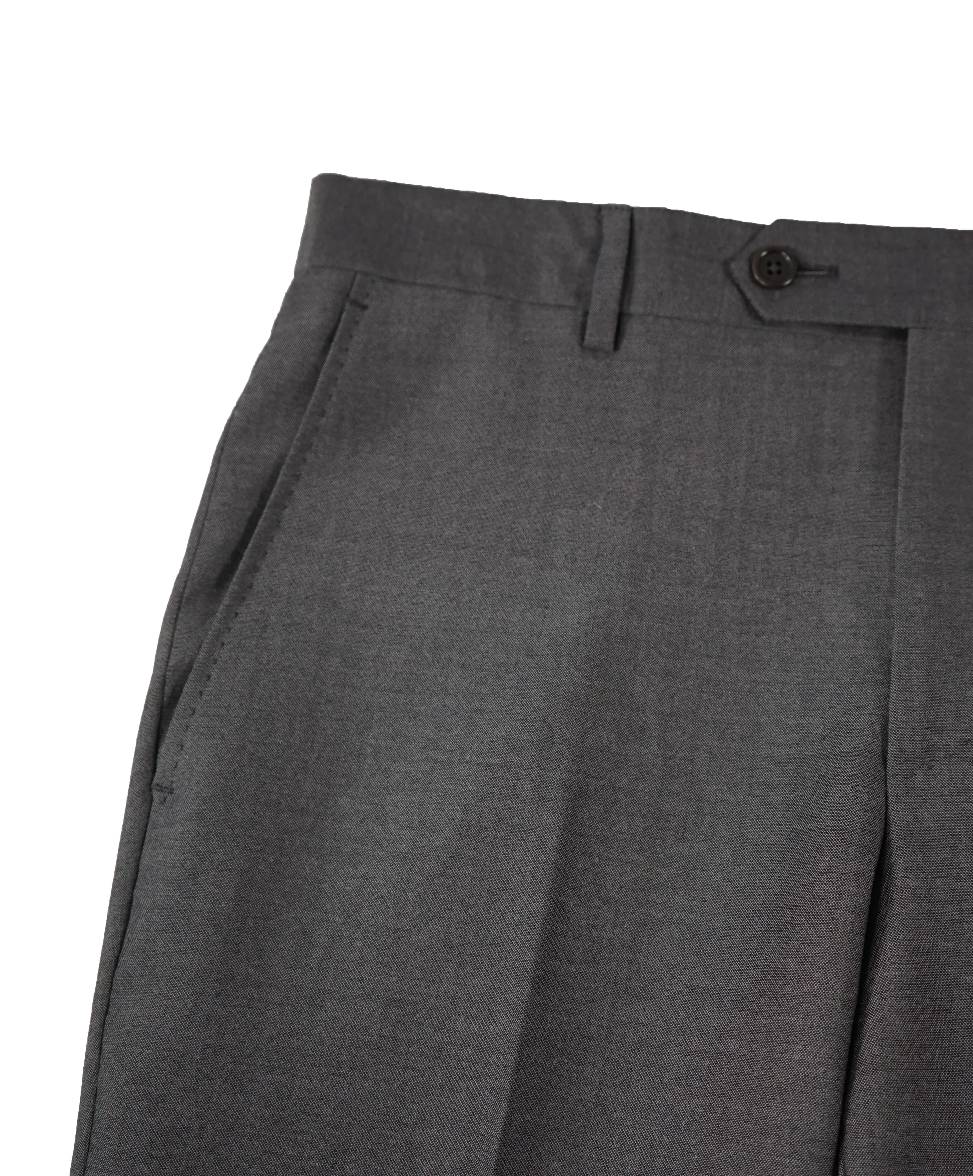 SAKS FIFTH AVE - Gray W Purple Lining Wool MADE IN ITALY Flat Front Dress Pants - 32W