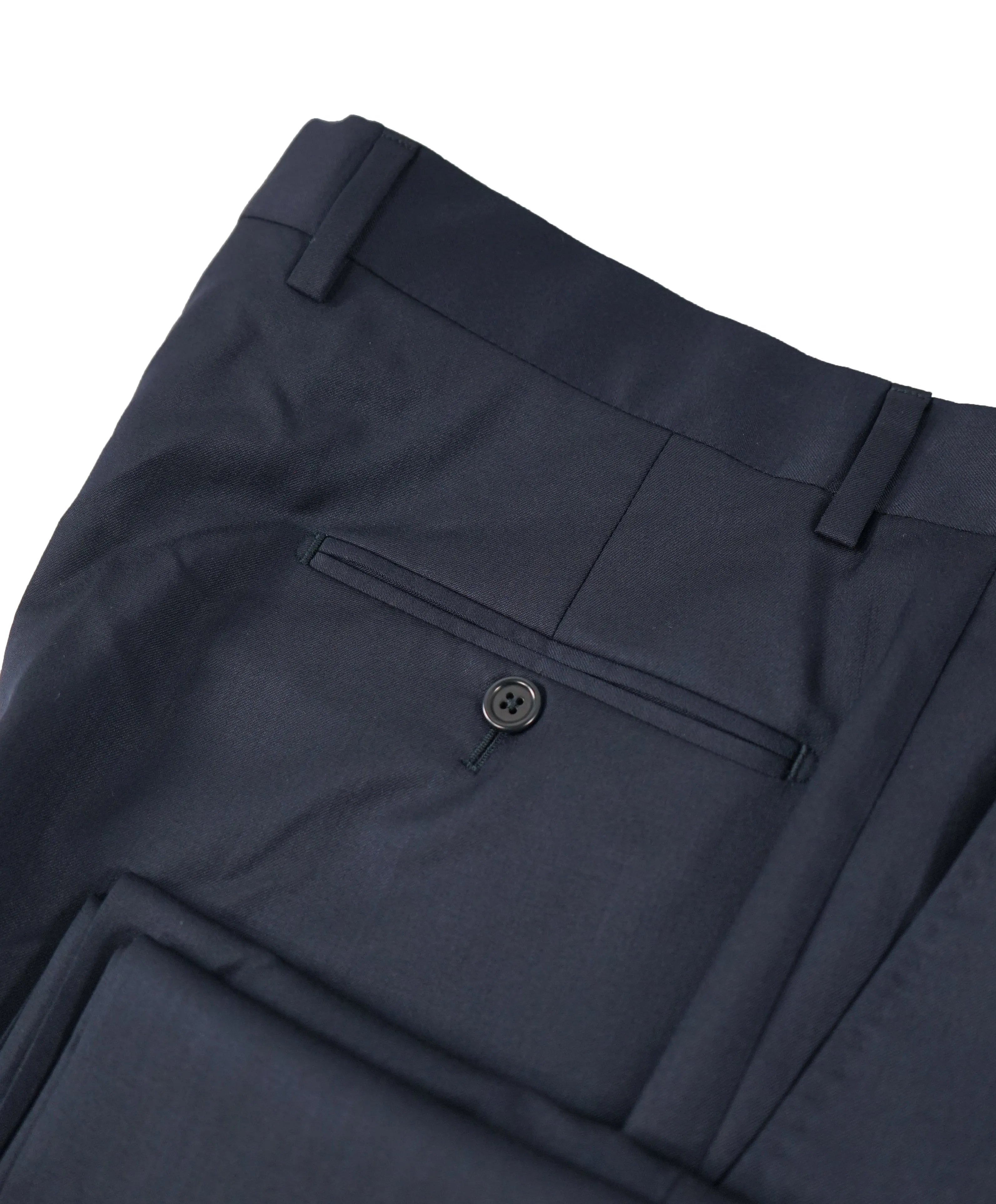 SAKS FIFTH AVE -Navy Wool / Silk MADE IN ITALY Flat Front Dress Pants- 38W