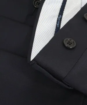 SAKS FIFTH AVE -Navy Wool / Silk MADE IN ITALY Flat Front Dress Pants- 38W
