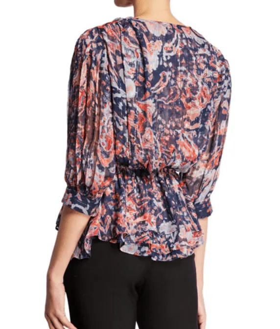Saola Top in Orange/Blue
