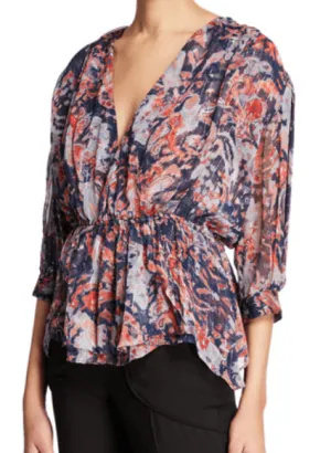 Saola Top in Orange/Blue