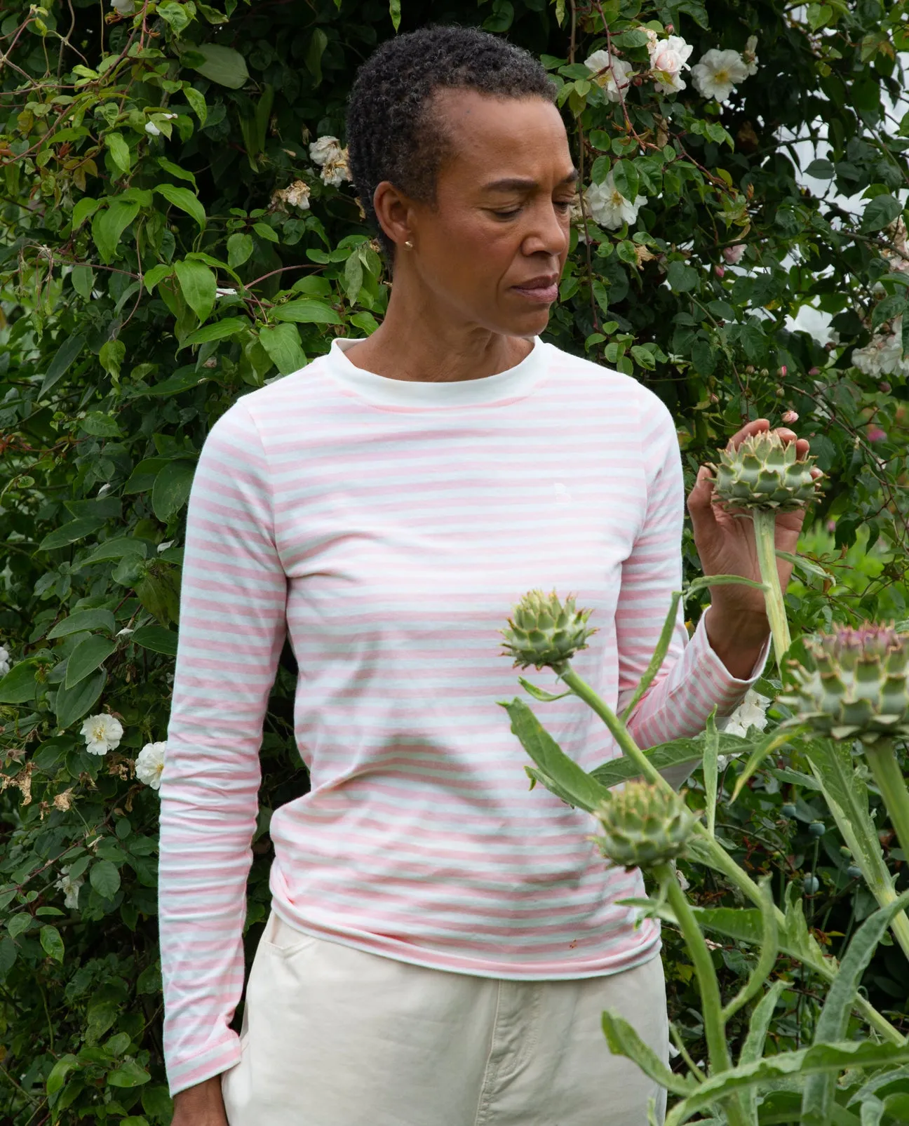 Shoba Organic Cotton Top In Off White & Amaranth