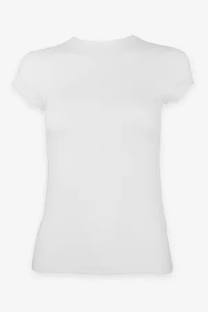 Short Sleeve Crew Top in Off White