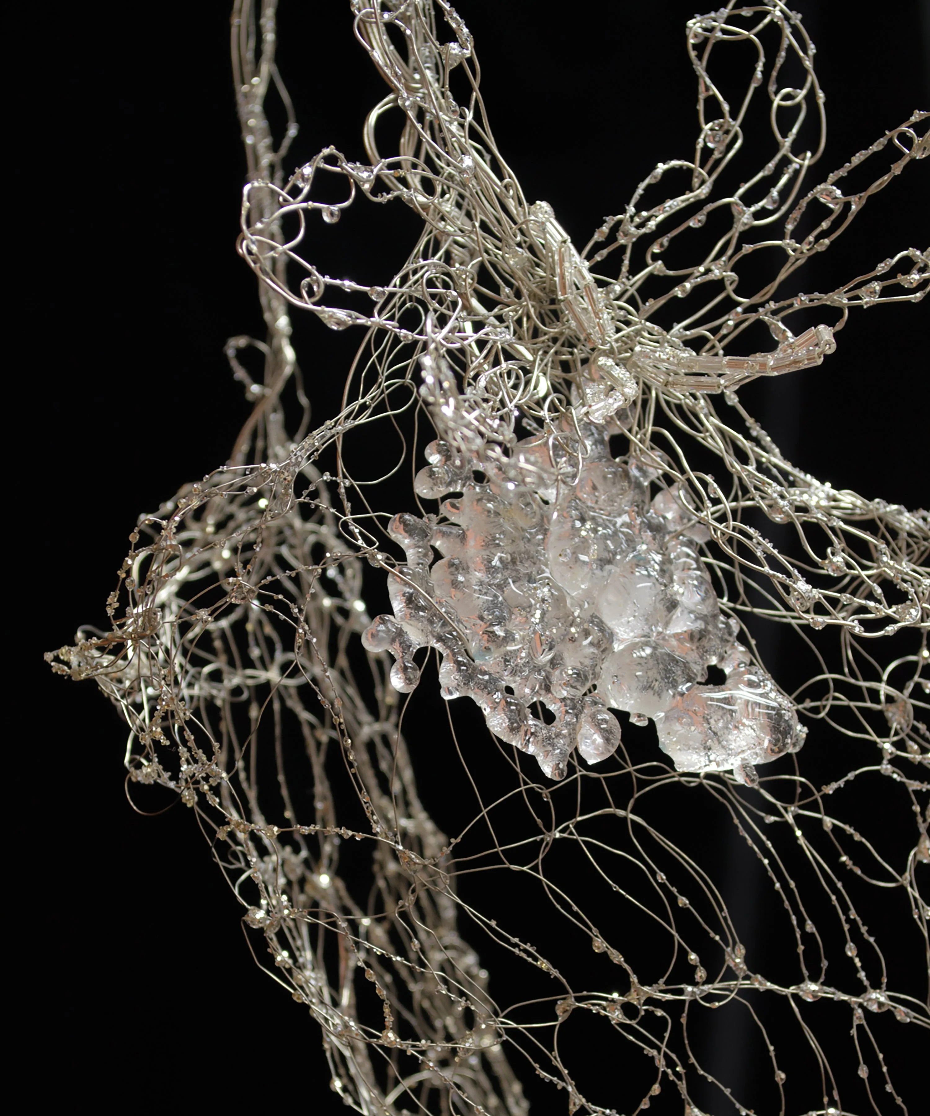 Silver Woven Ruffled Dress Sculpture ~ Fios Feram (Wildflower)