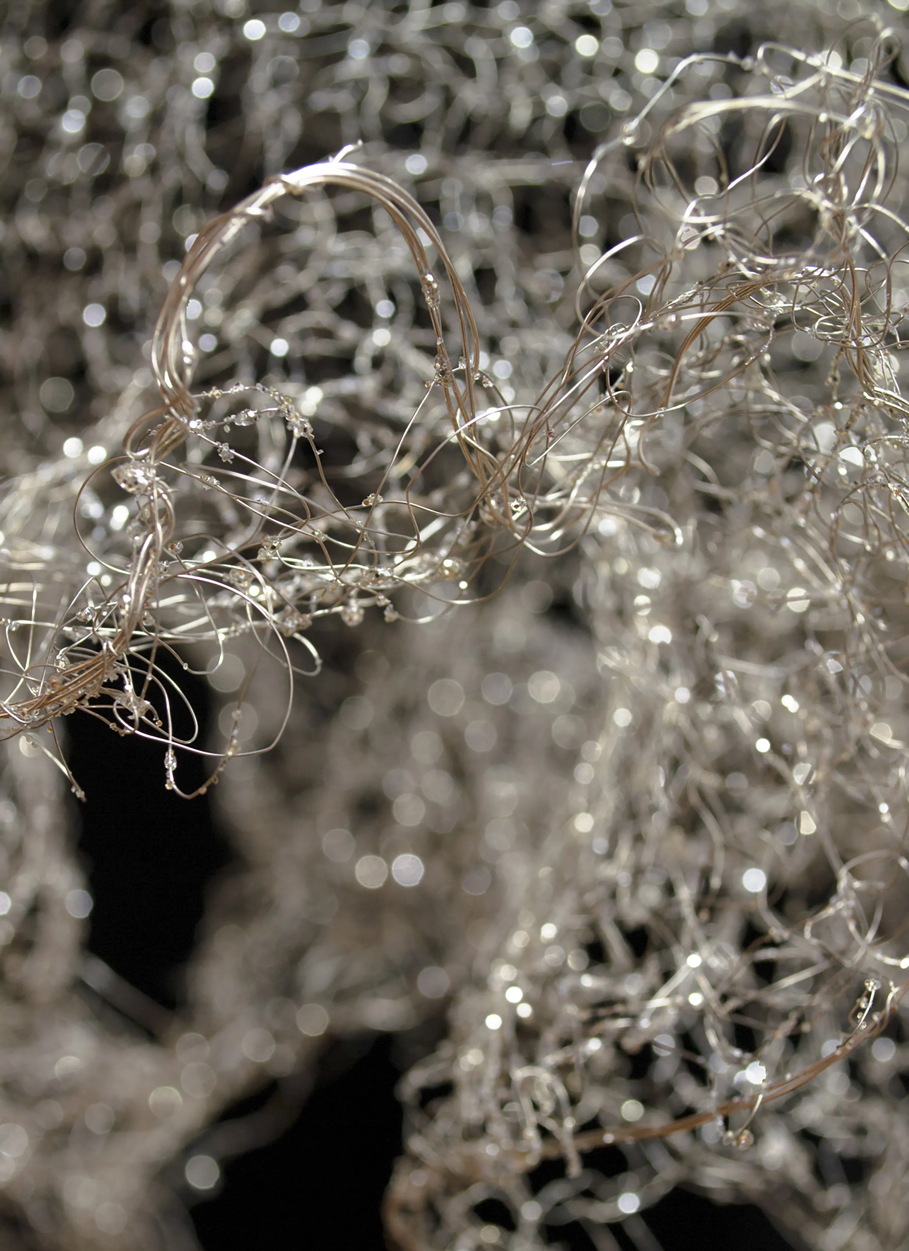 Silver Woven Ruffled Dress Sculpture ~ Fios Feram (Wildflower)