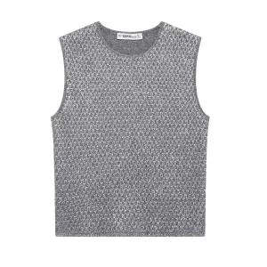 Sleeveless Metallic and Gray Knit Top