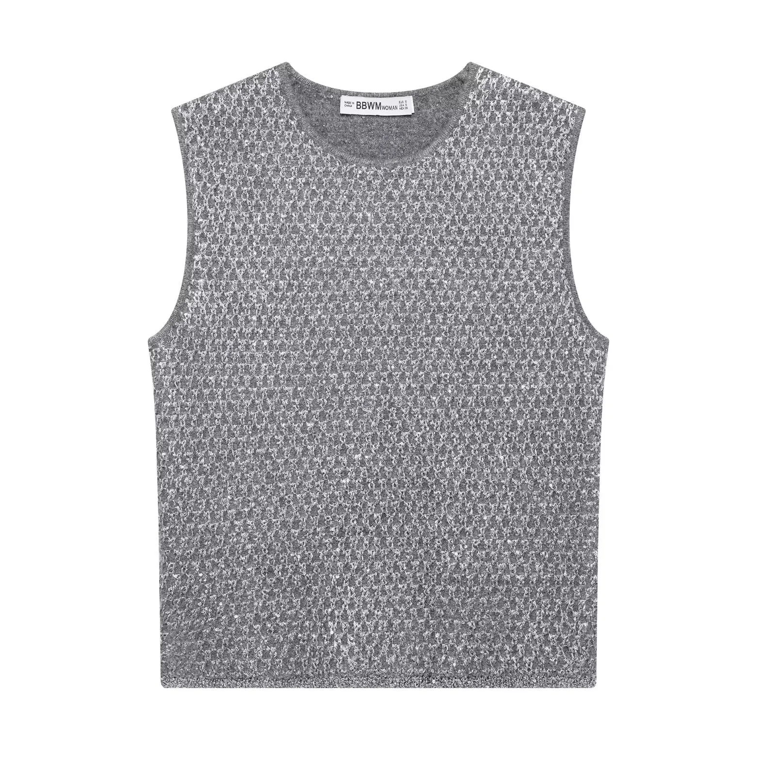 Sleeveless Metallic and Gray Knit Top