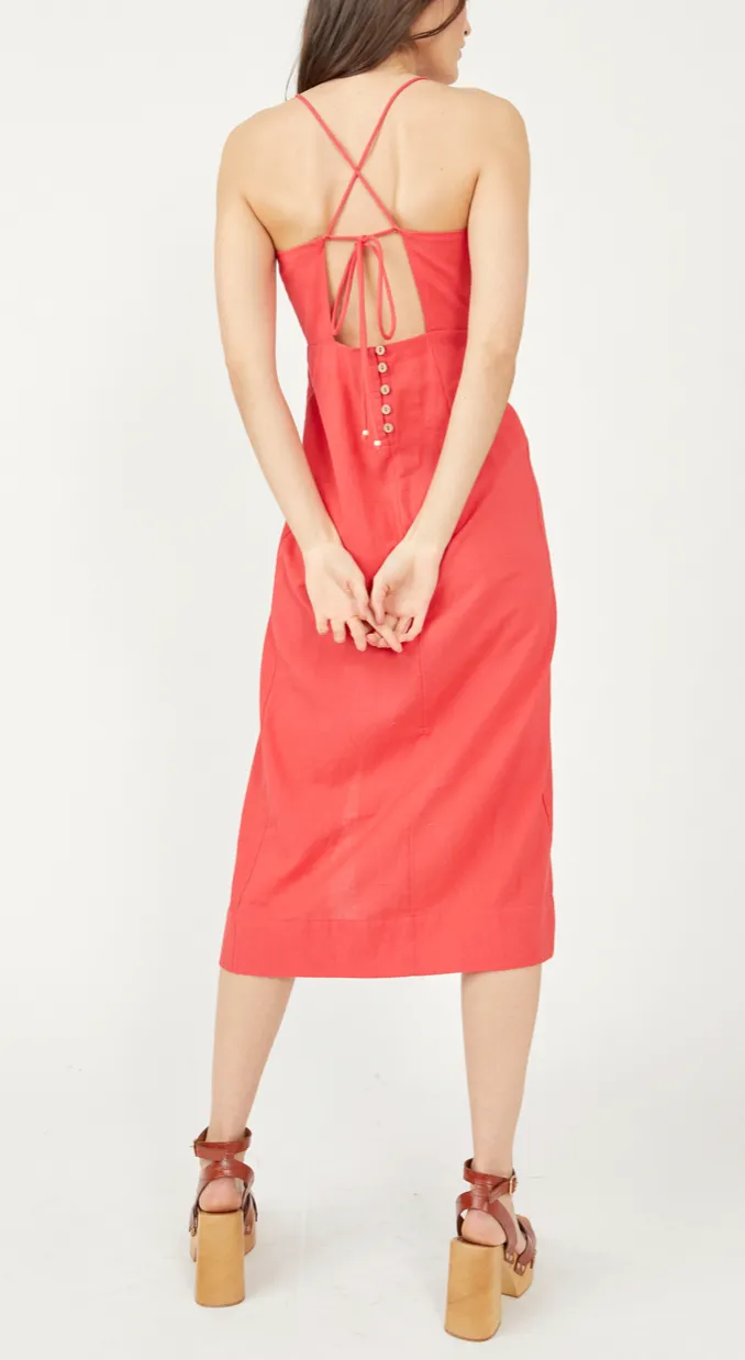 Sleeveless Tie Back Midi Dress