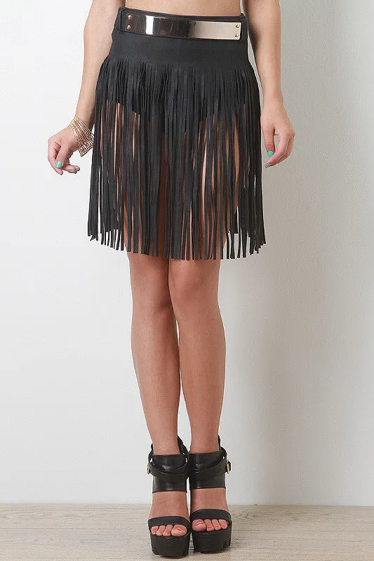 Smooth transaction Belt Multifunctional Leatherette Fringed Skirt