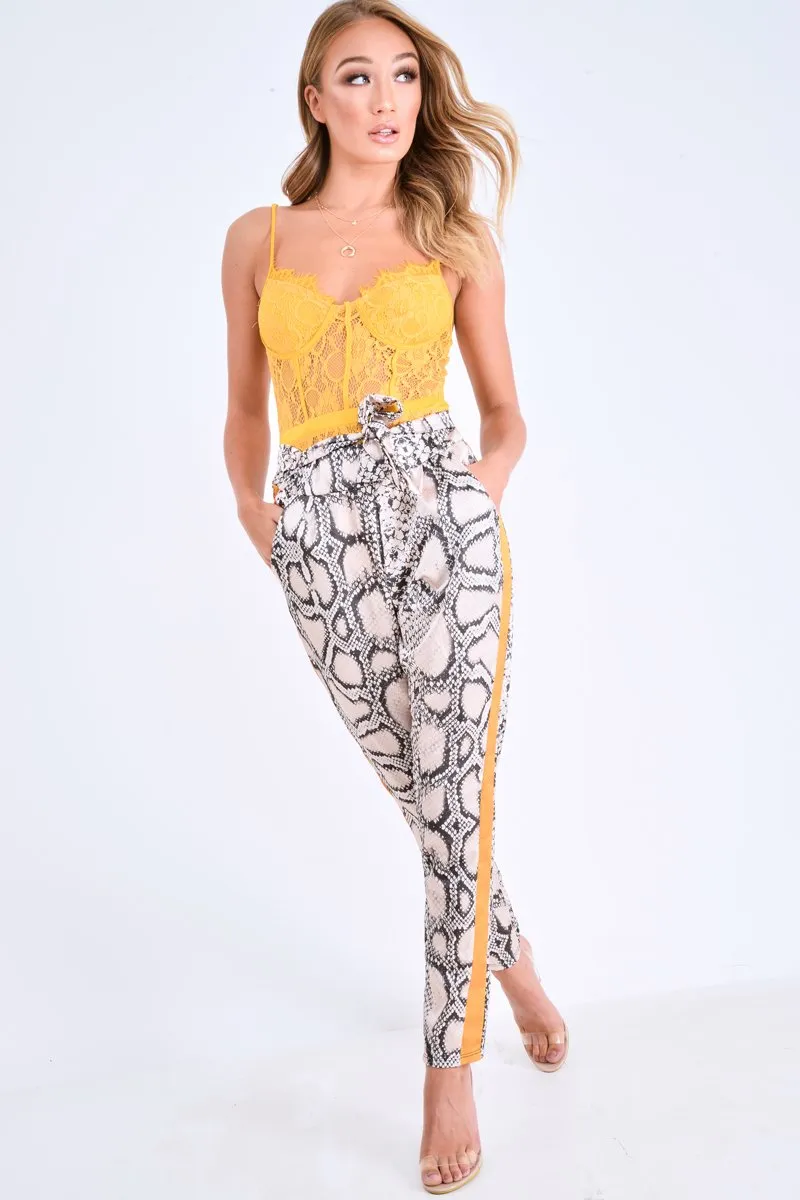 Snake Tie Waist Mustard Stripe Trousers - Isela
