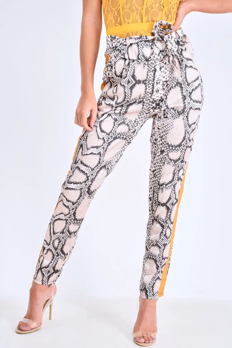 Snake Tie Waist Mustard Stripe Trousers - Isela
