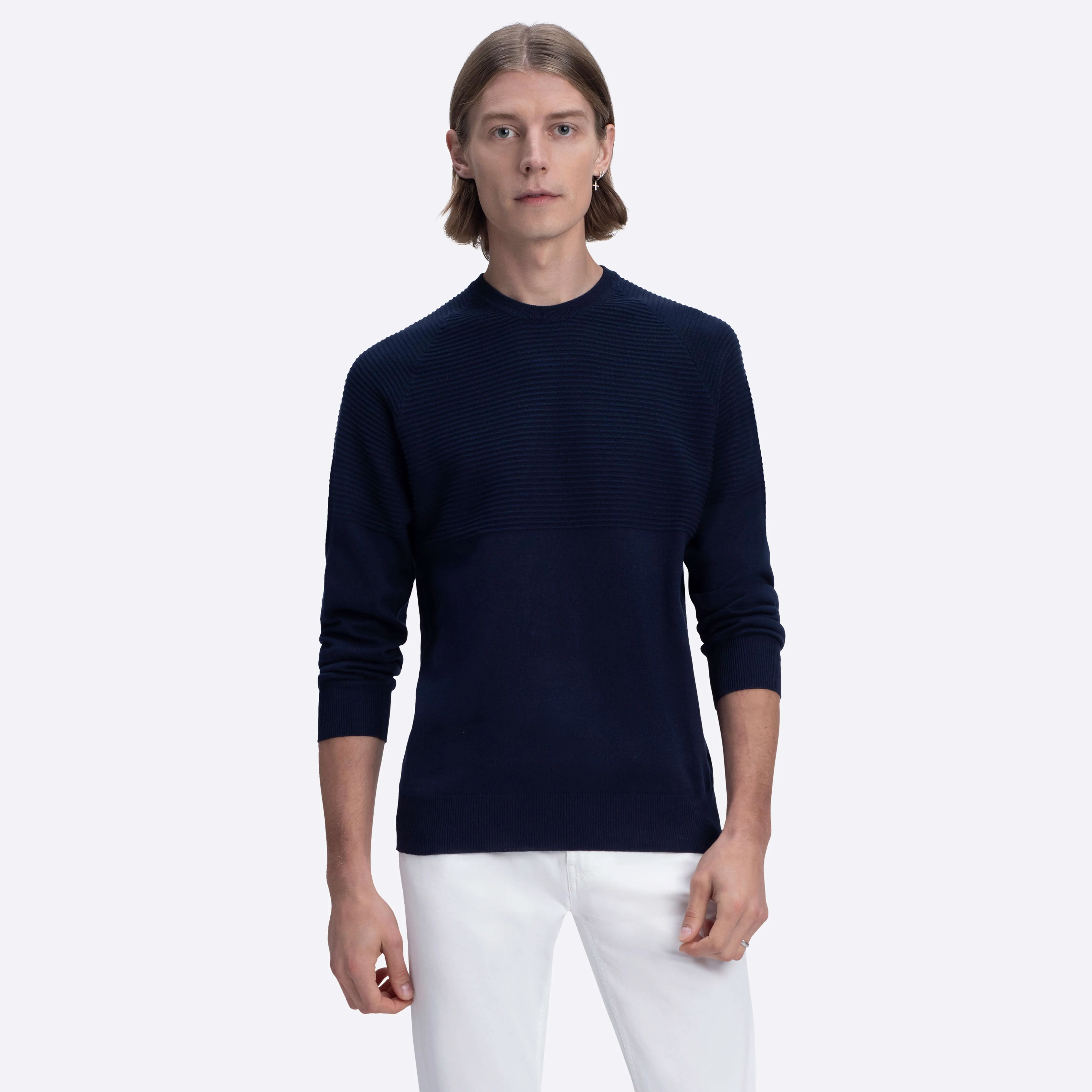 Solid & Stripe Combo Crew Neck Sweater