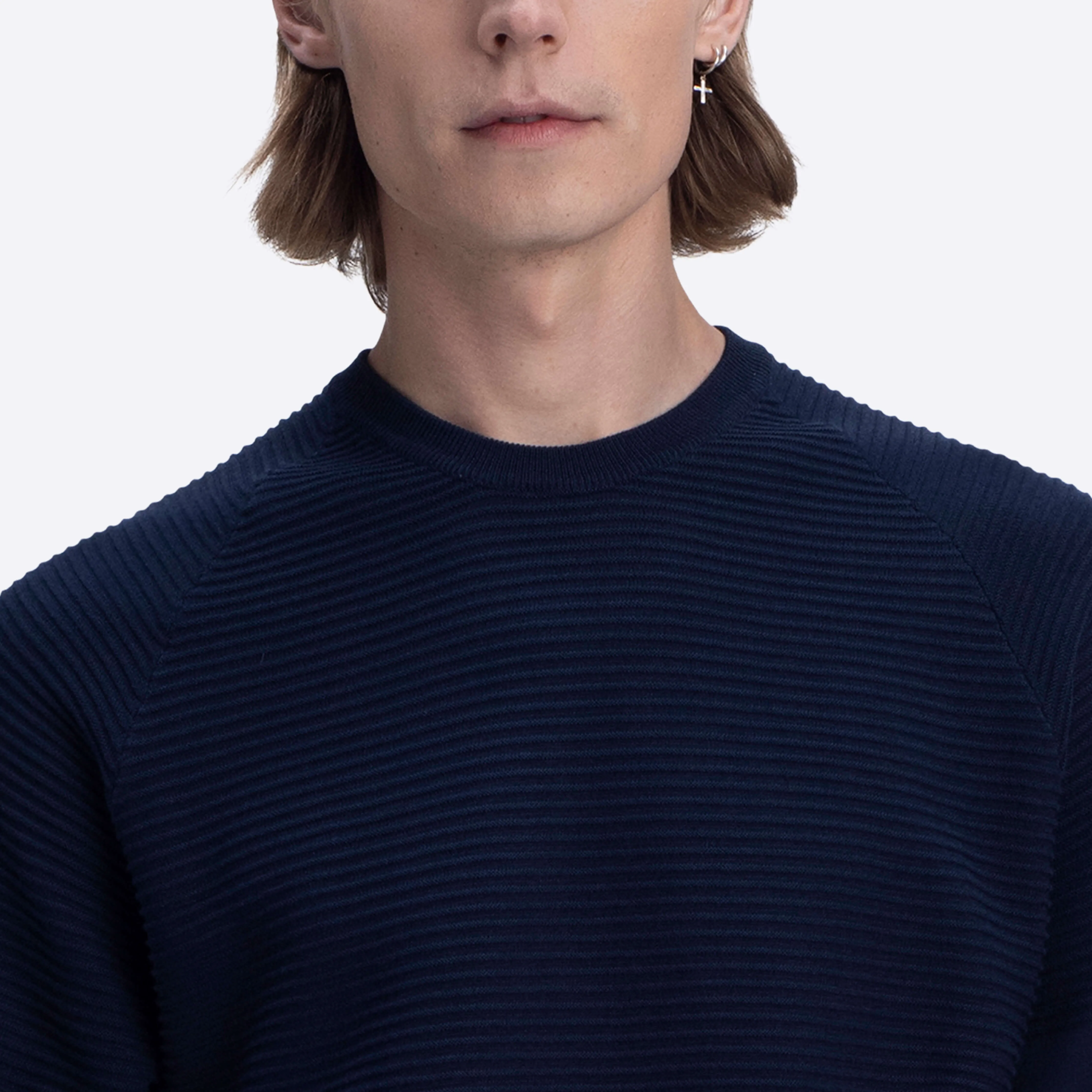Solid & Stripe Combo Crew Neck Sweater
