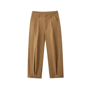 Solid Color Tapered Cotton Trousers