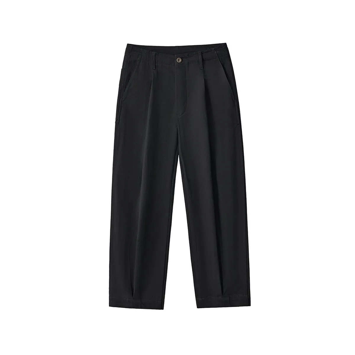 Solid Color Tapered Cotton Trousers
