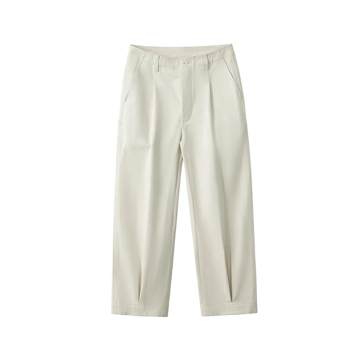 Solid Color Tapered Cotton Trousers