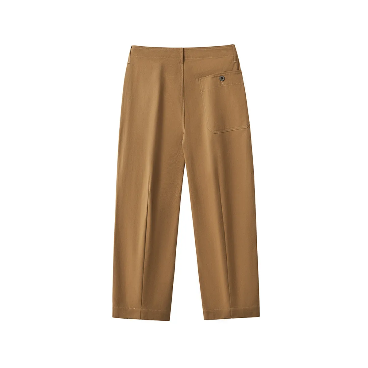Solid Color Tapered Cotton Trousers
