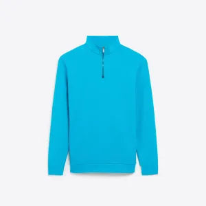 Solid Mesh Effect Quarter Zip Mock Neck Pullover