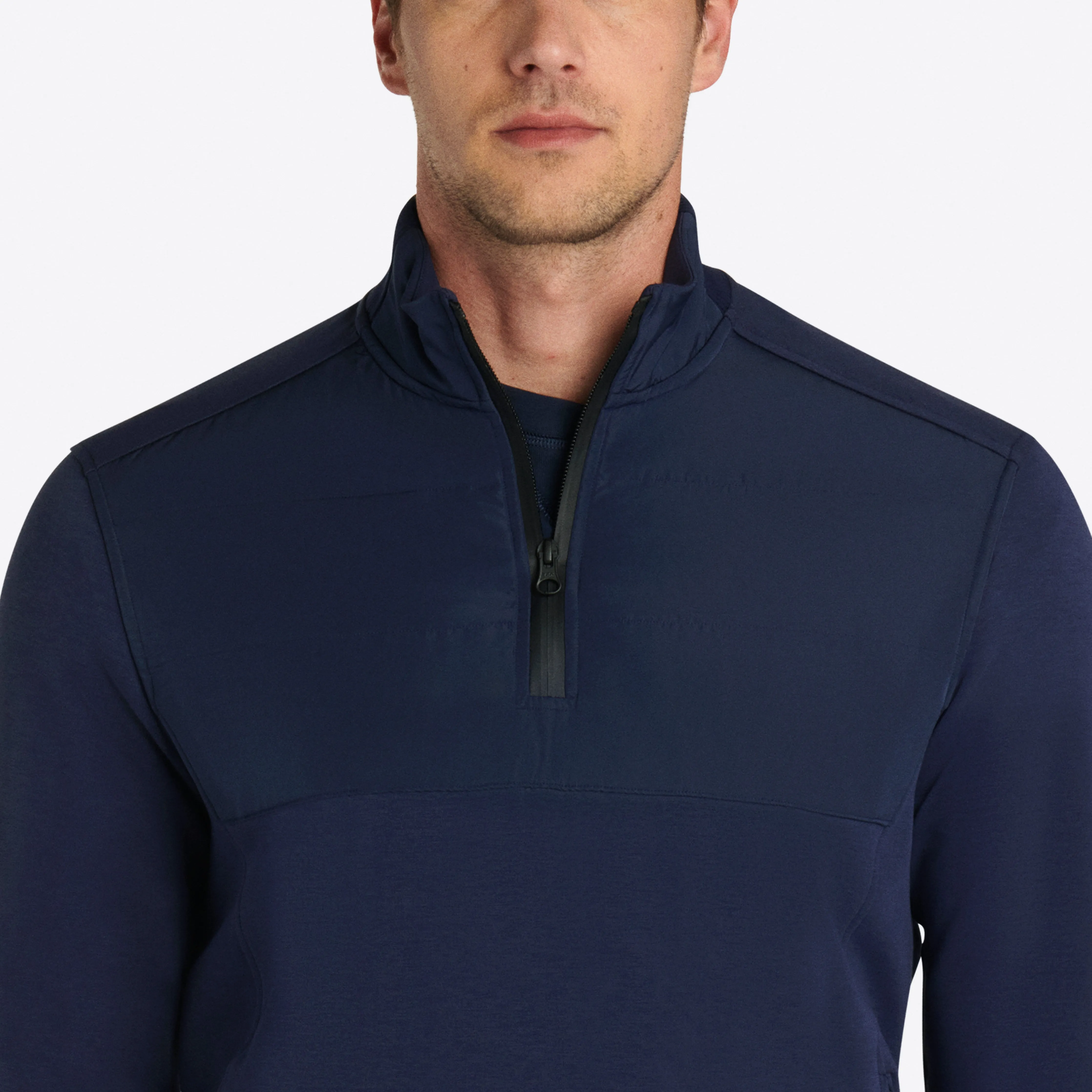 Solid Quarter Zip Mock Neck Pullover