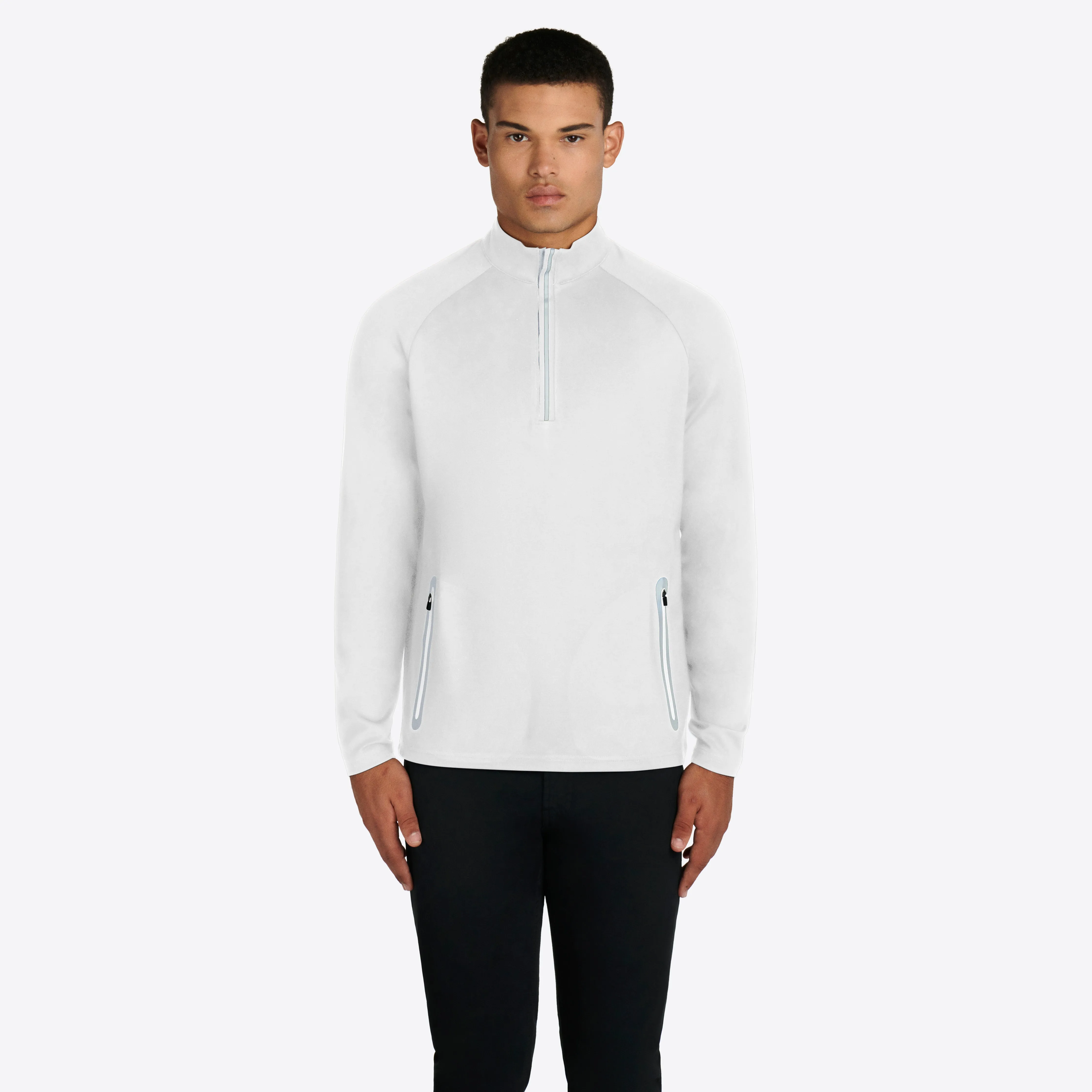 Solid Quarter Zip Mock Neck Pullover