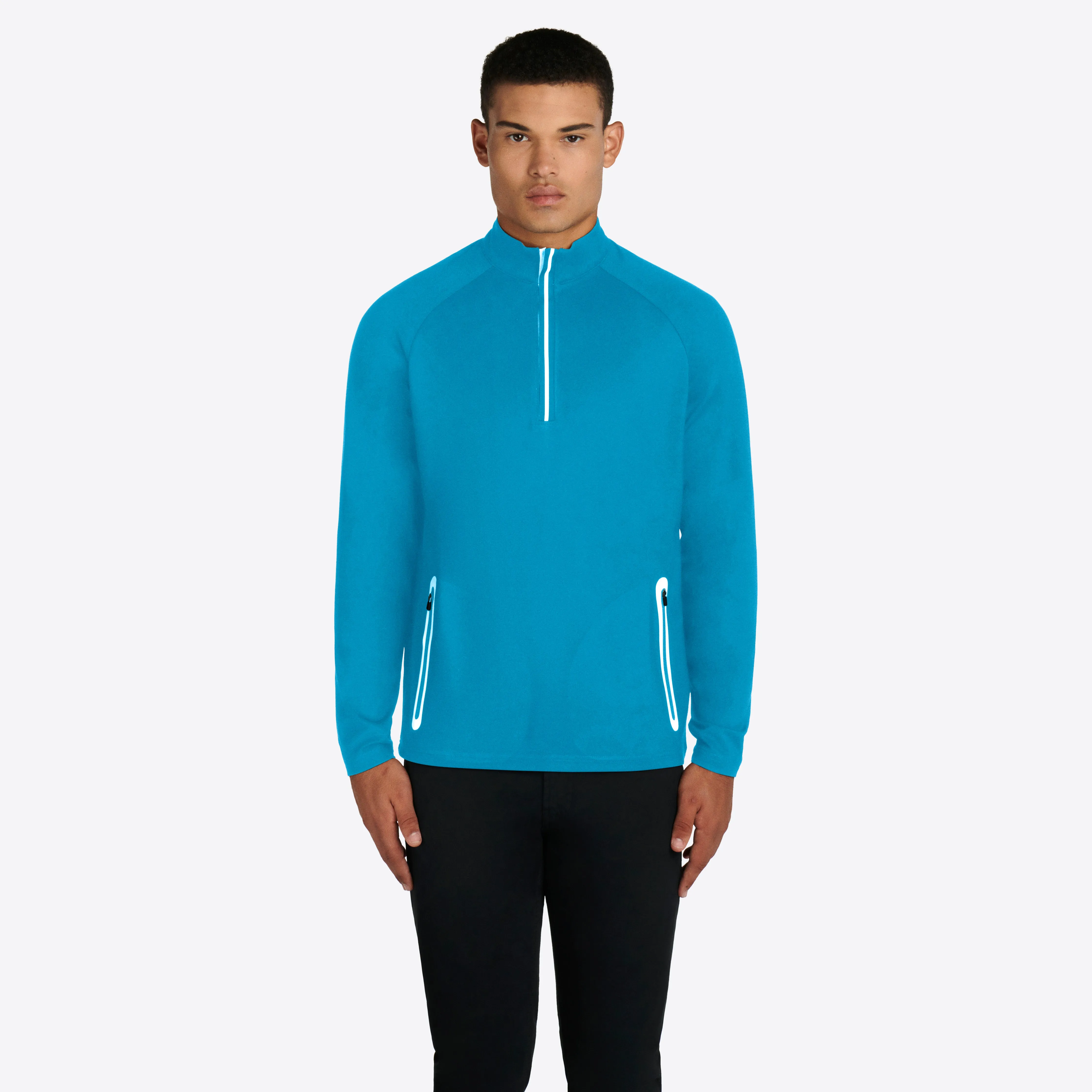 Solid Quarter Zip Mock Neck Pullover