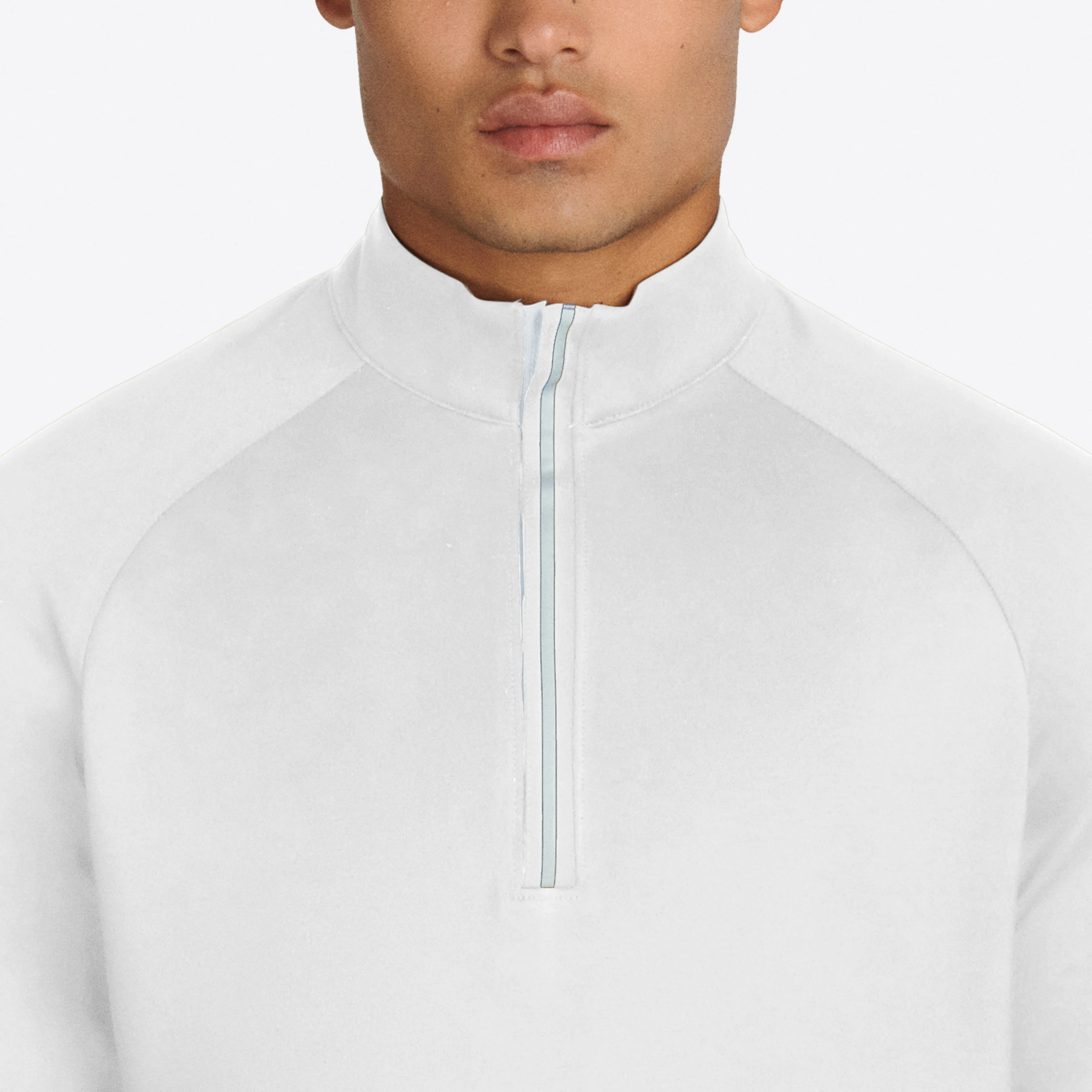 Solid Quarter Zip Mock Neck Pullover