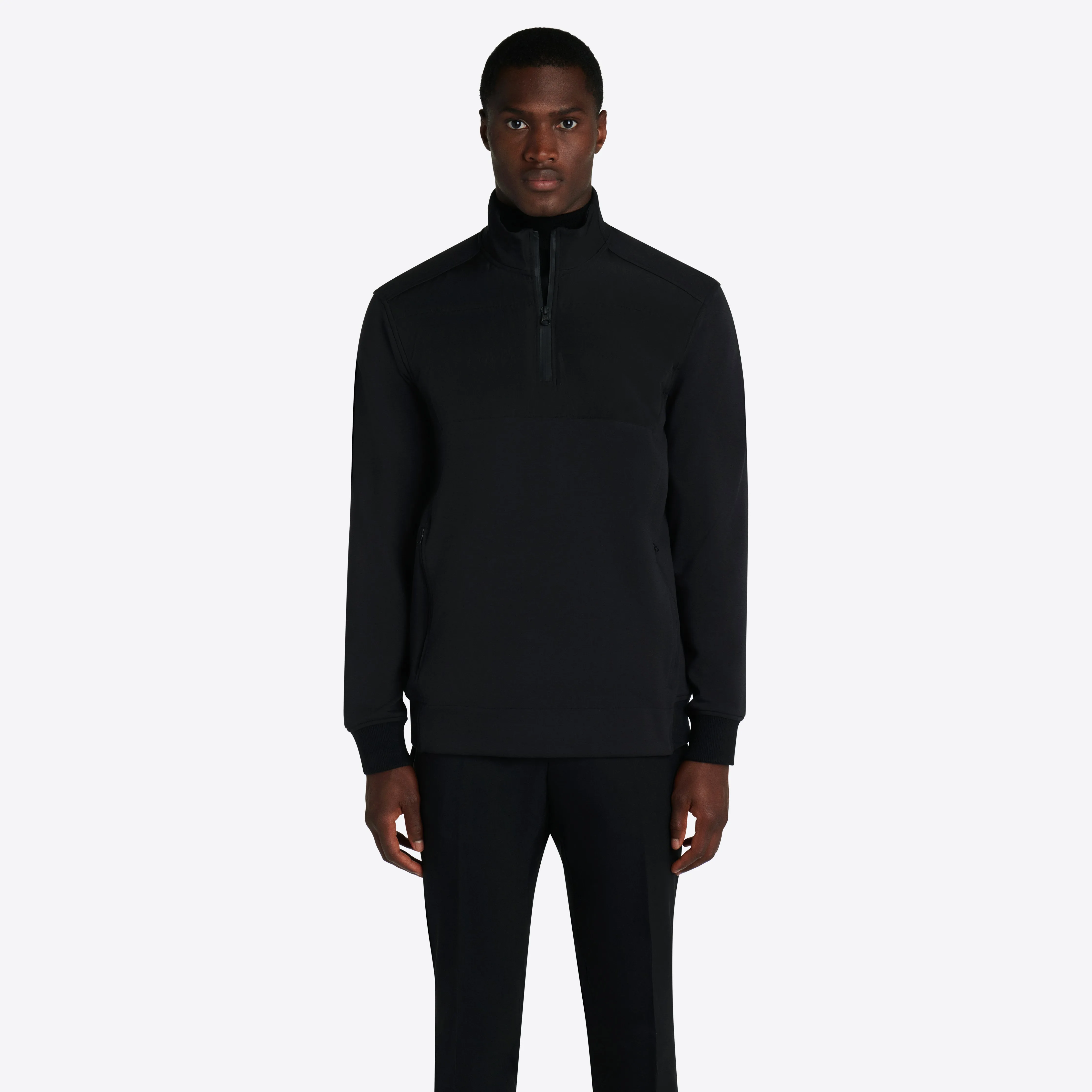 Solid Quarter Zip Mock Neck Pullover