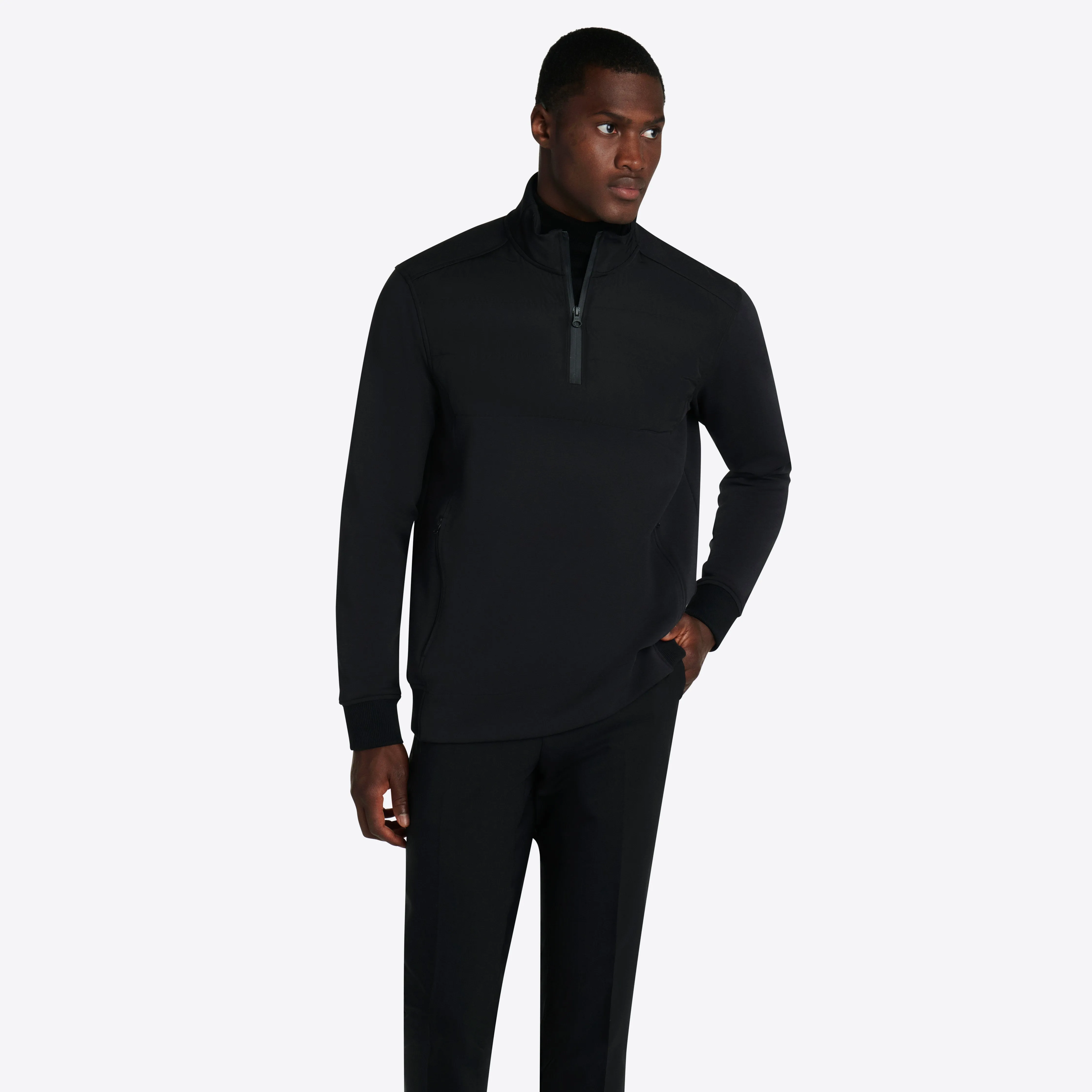 Solid Quarter Zip Mock Neck Pullover