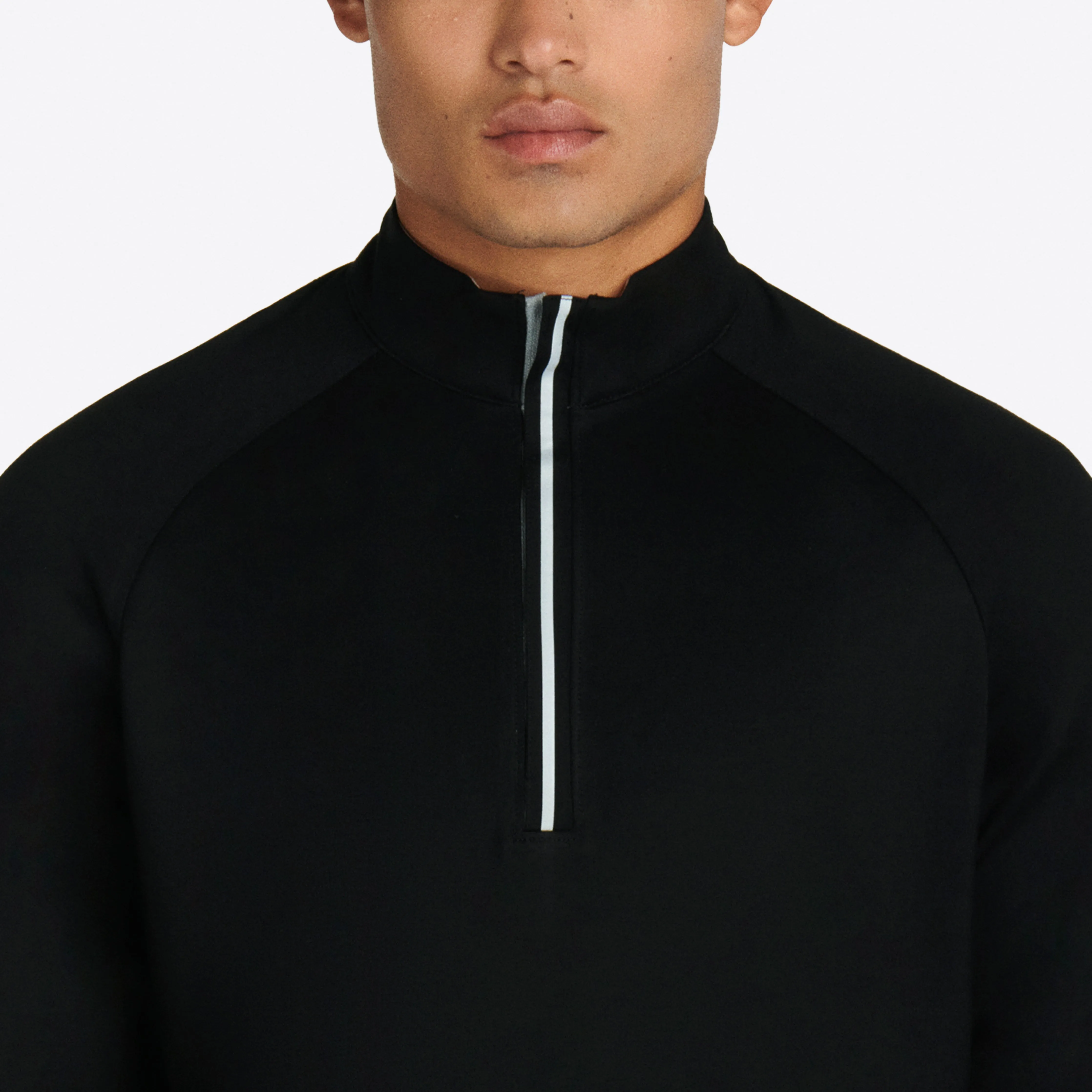 Solid Quarter Zip Mock Neck Pullover