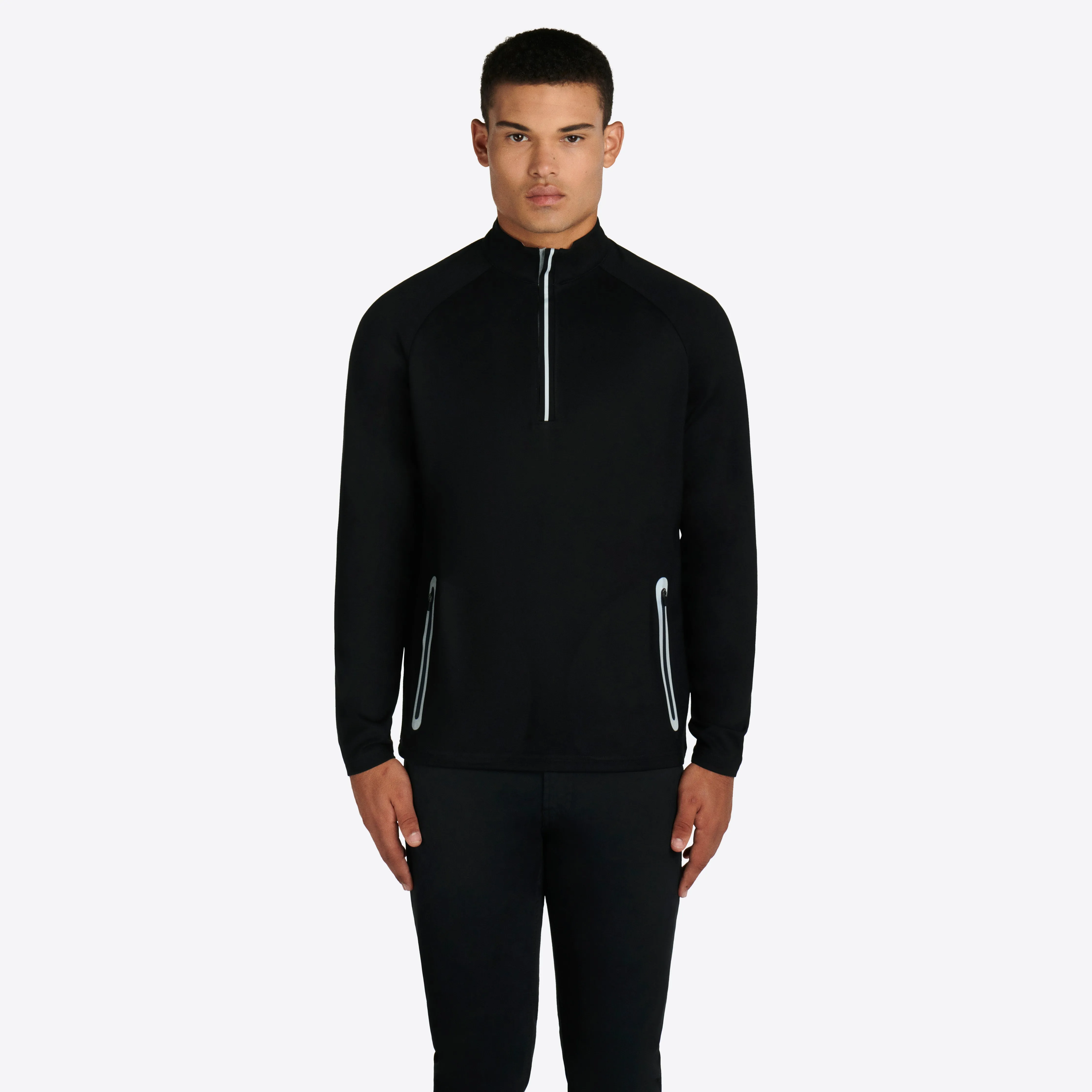 Solid Quarter Zip Mock Neck Pullover