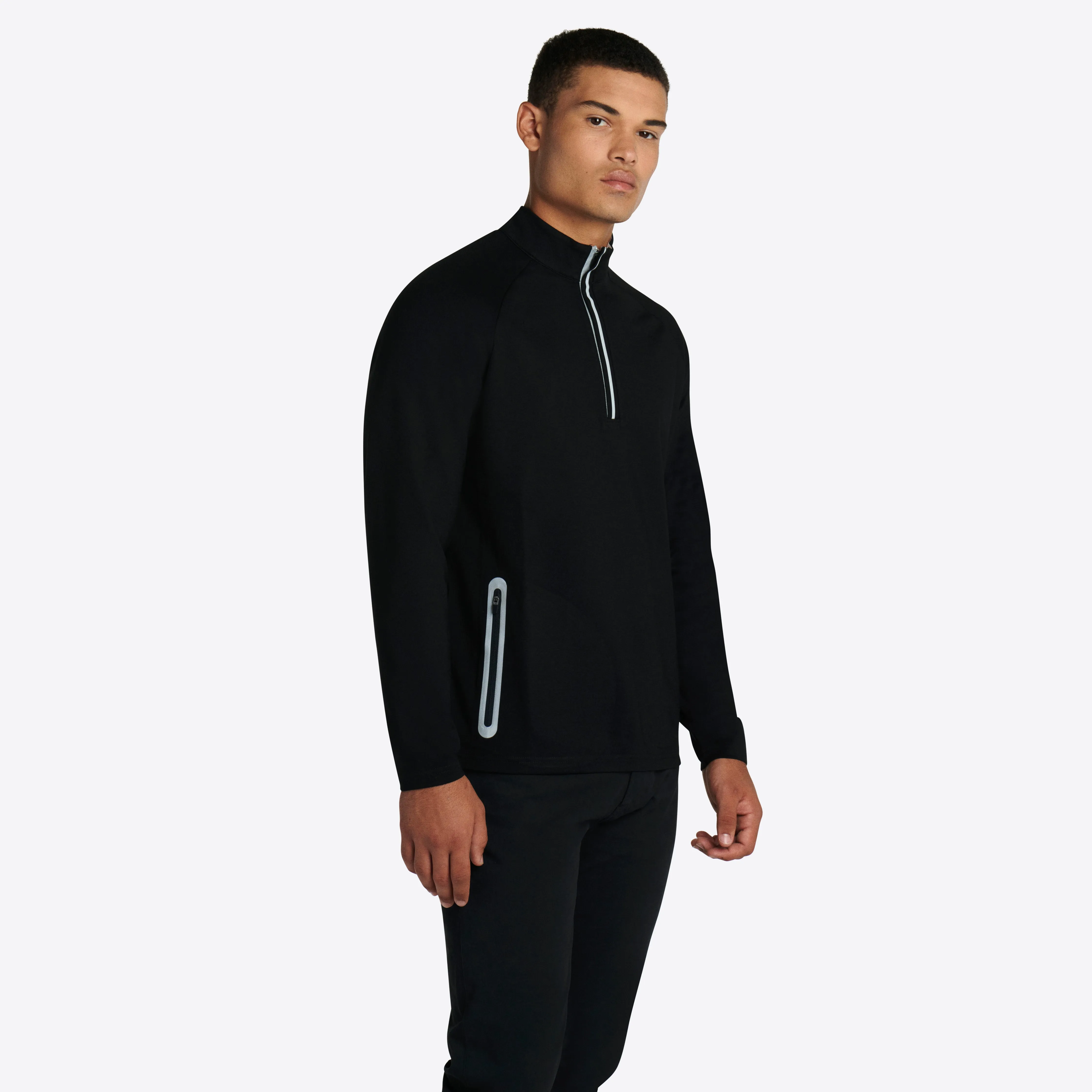 Solid Quarter Zip Mock Neck Pullover