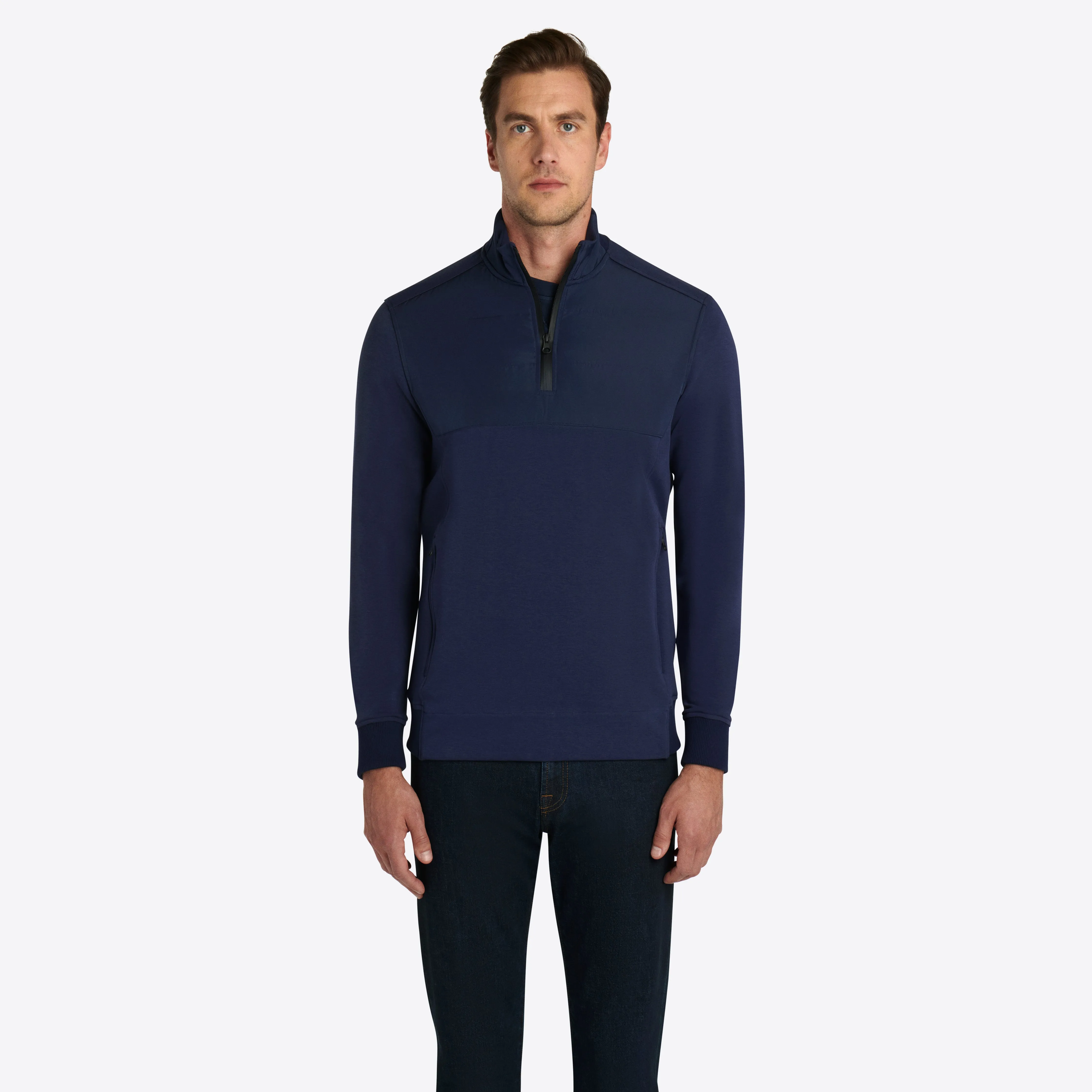 Solid Quarter Zip Mock Neck Pullover