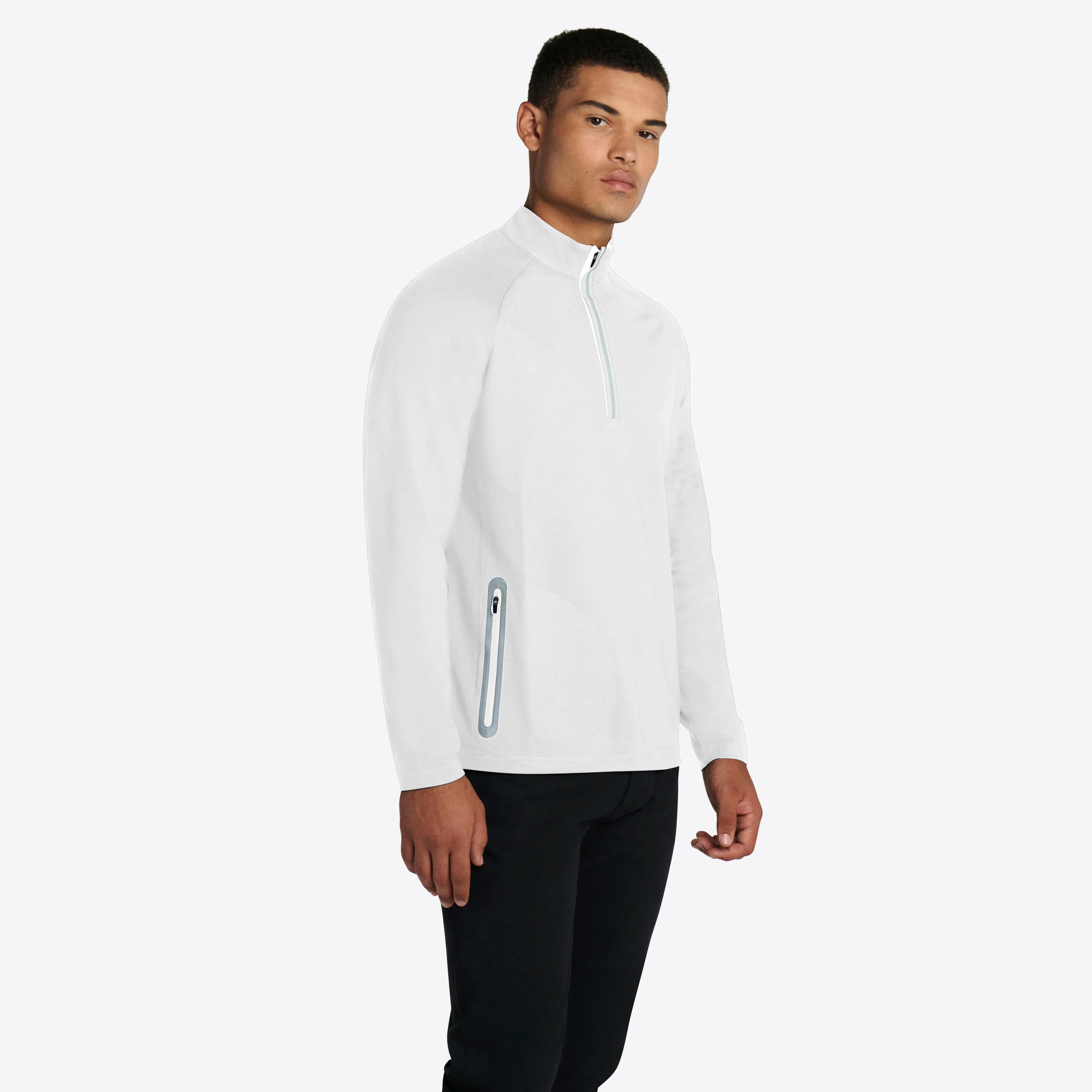 Solid Quarter Zip Mock Neck Pullover