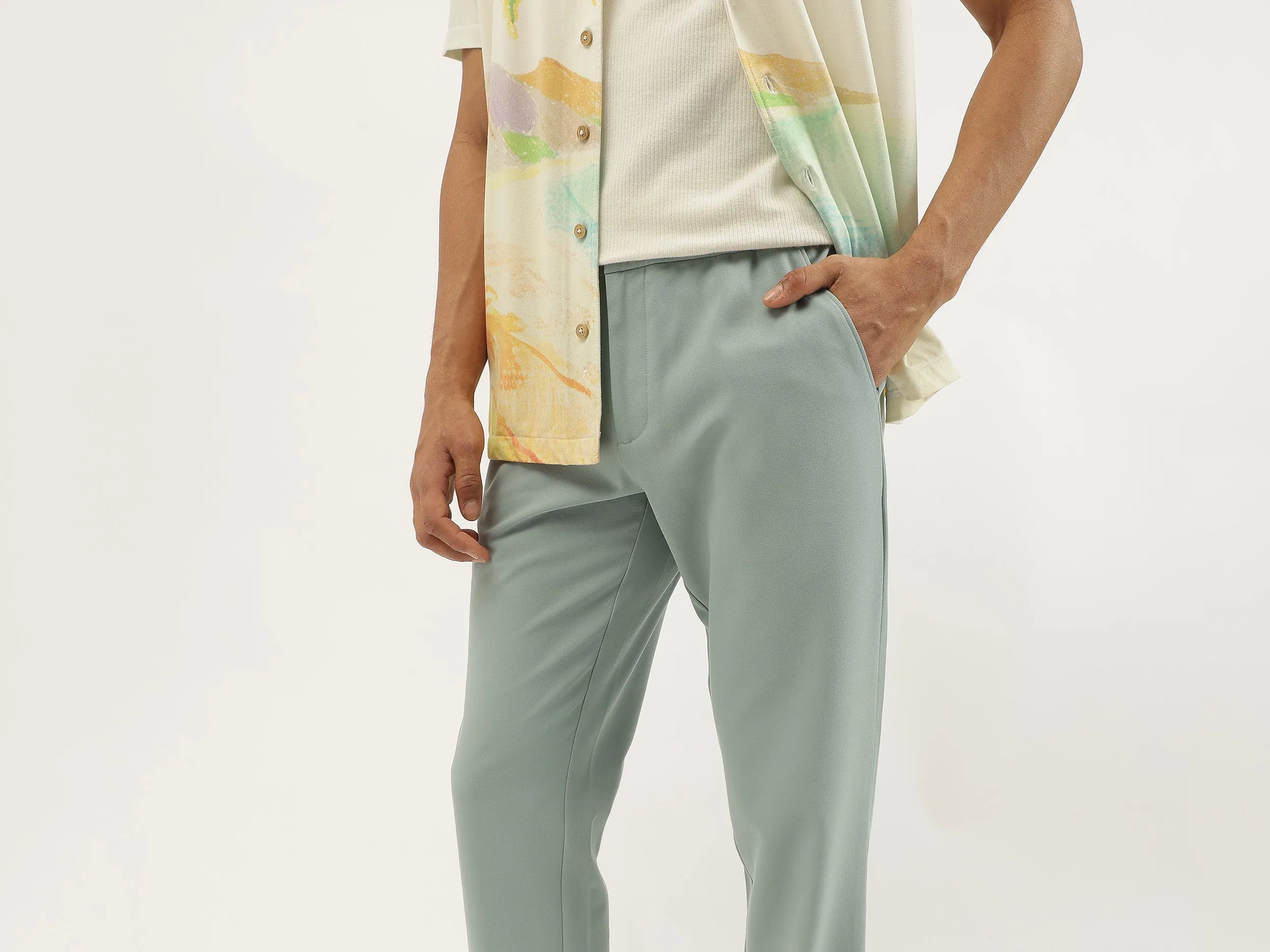 Solid Relaxed Fit Trousers