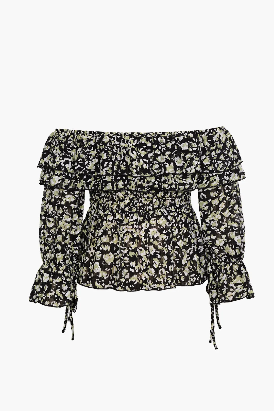 Sophia - Chic and Airy Chiffon Woman's Off Shoulder Peplum Top