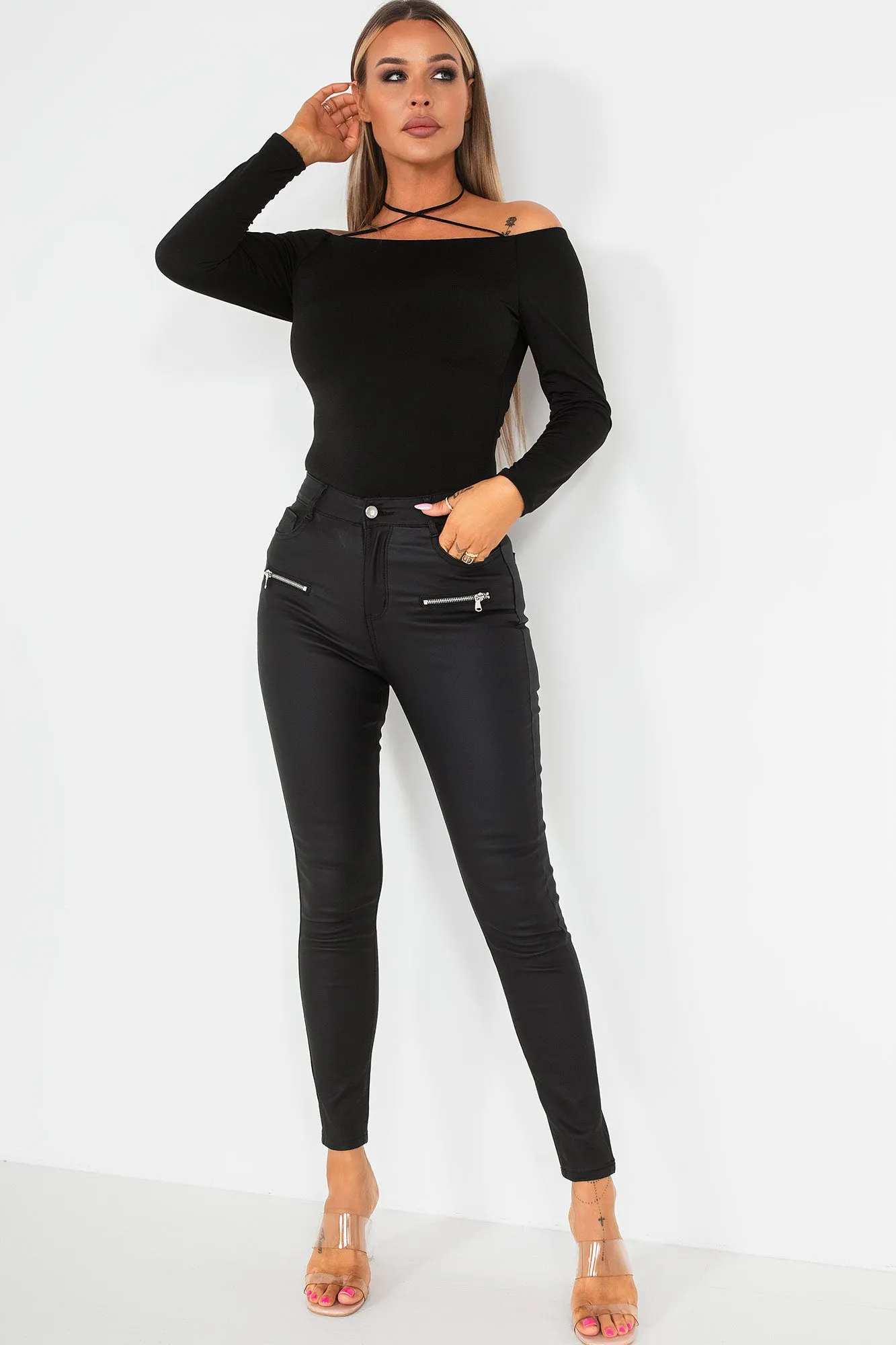Sorcha Black Wax High Waist Jeans