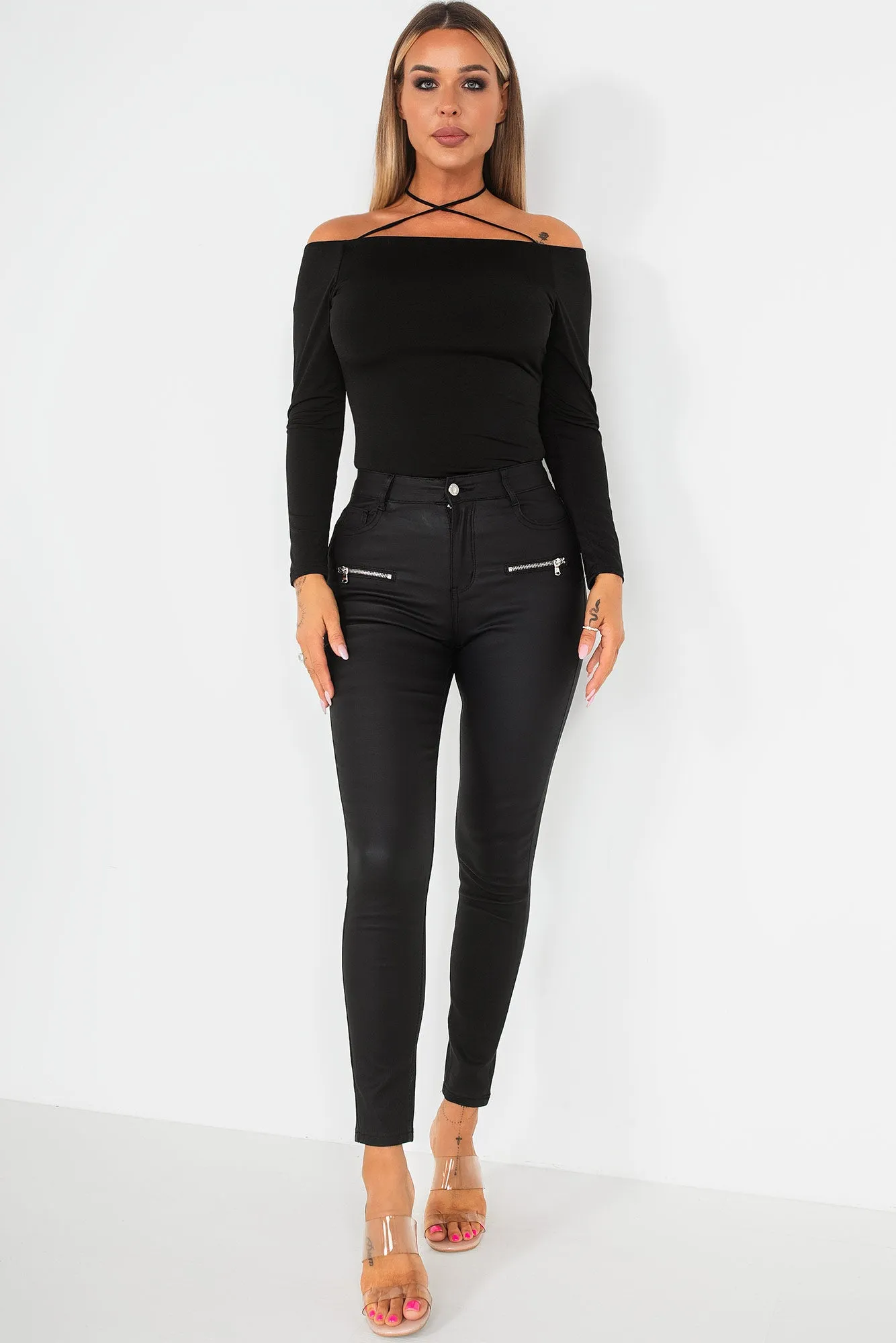 Sorcha Black Wax High Waist Jeans