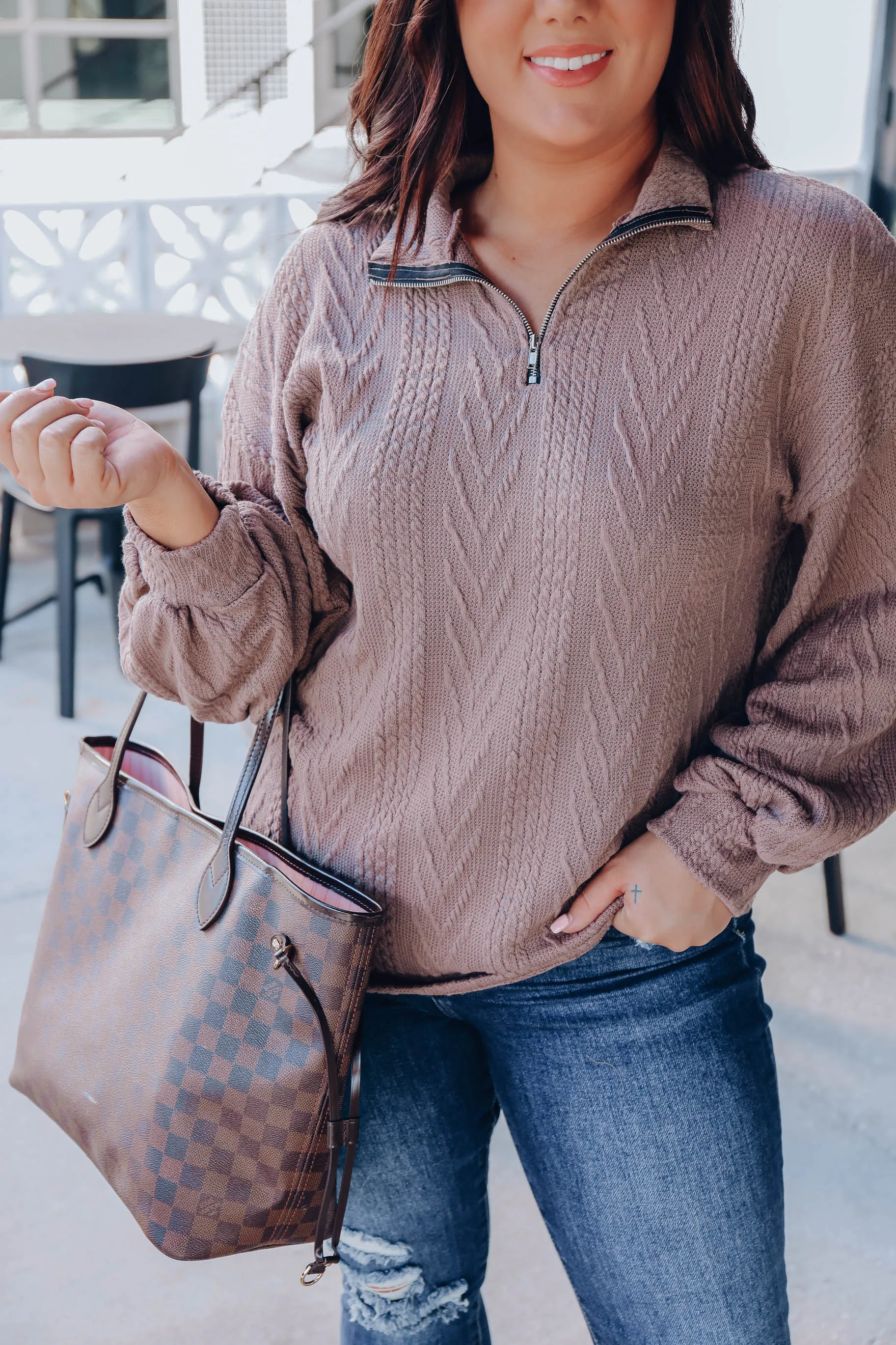 Stitched Together Pullover - Mocha