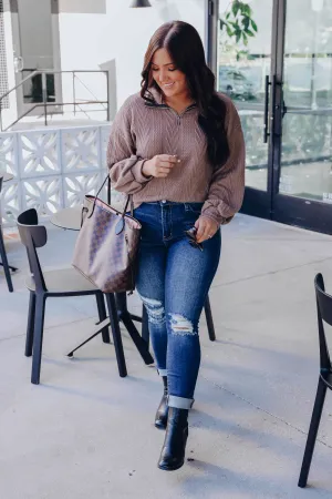 Stitched Together Pullover - Mocha