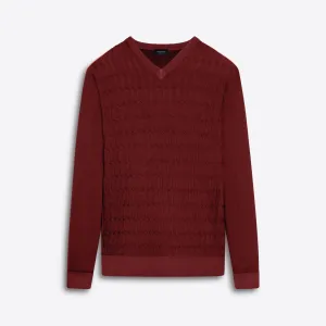 Super Merino V-Neck Cable Sweater