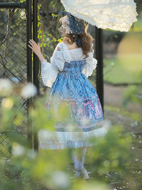 Sweet Fairytale Lolita JSK Dress Infanta Chiffon Deep Blue Lolita Jumper Skirts