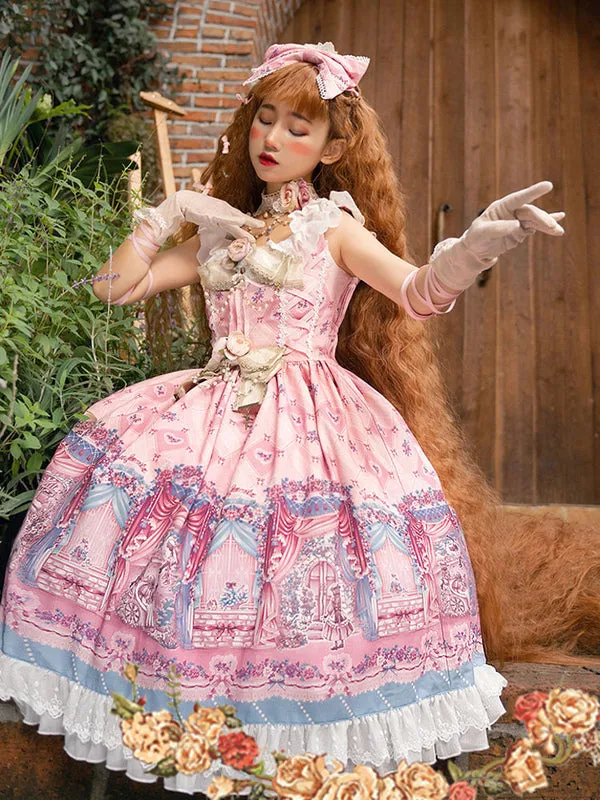 Sweet Fairytale Lolita JSK Dress Infanta Chiffon Deep Blue Lolita Jumper Skirts