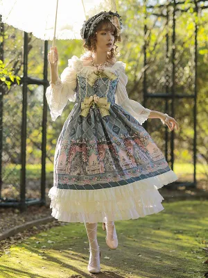 Sweet Fairytale Lolita JSK Dress Infanta Chiffon Deep Blue Lolita Jumper Skirts