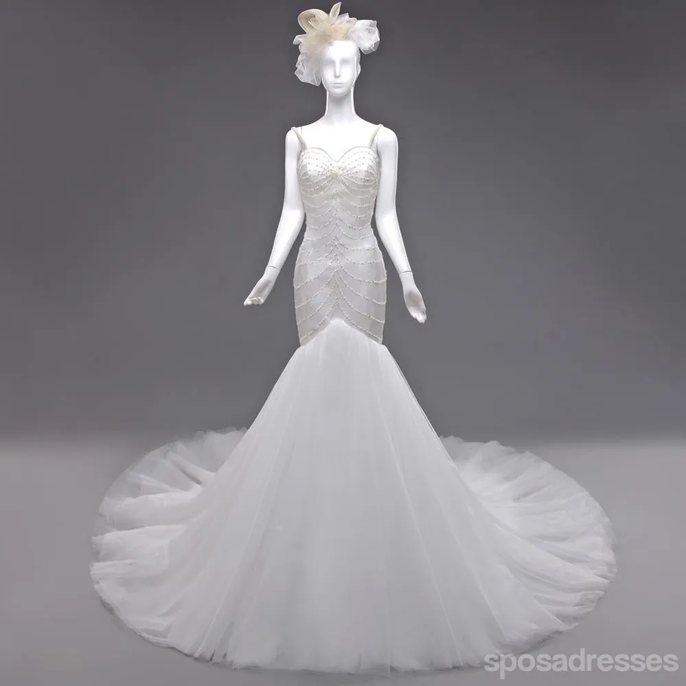 Sweetheart Sexy Backless Mermaid Pearls Beaded Wedding Bridal Dresses, Cheap Custom Made Wedding Bridal Dresses, WD277