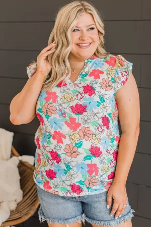 Take A Stroll Floral Top- Off-White