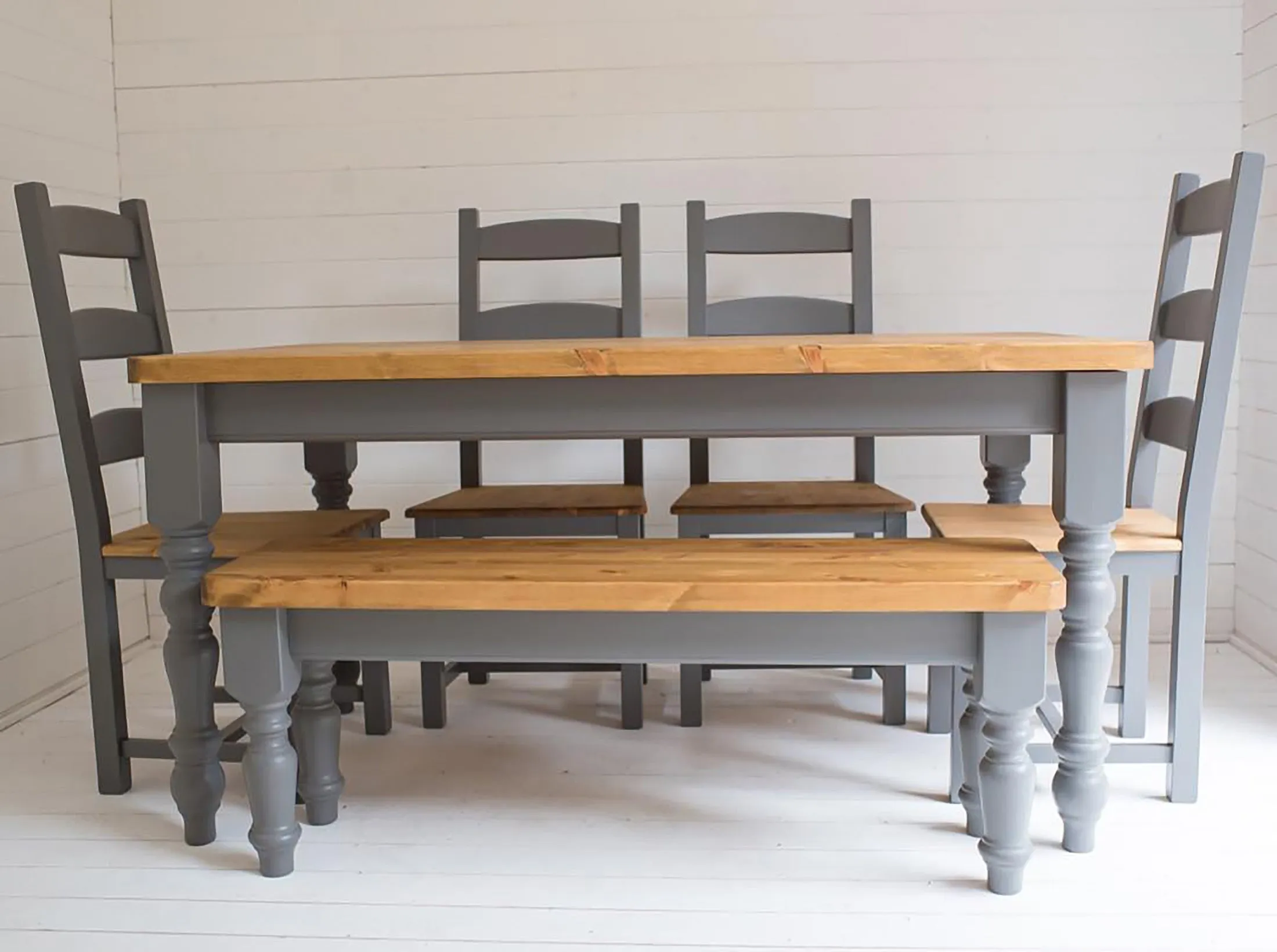 Tall Ladder Back Dining Set with Bench