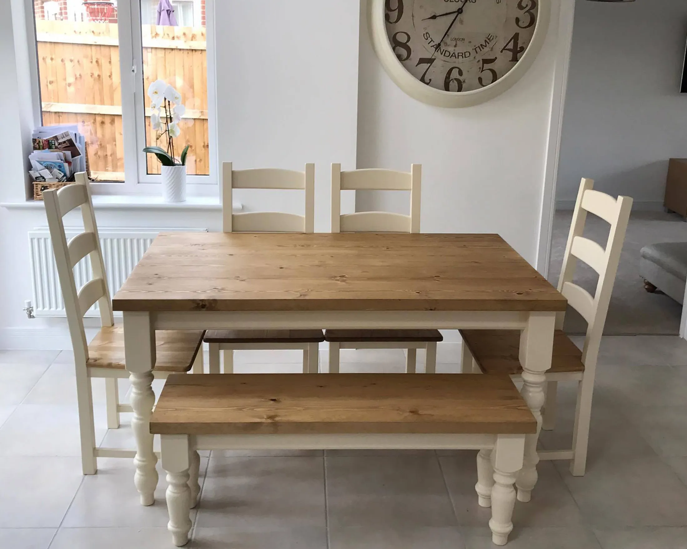 Tall Ladder Back Dining Set with Bench
