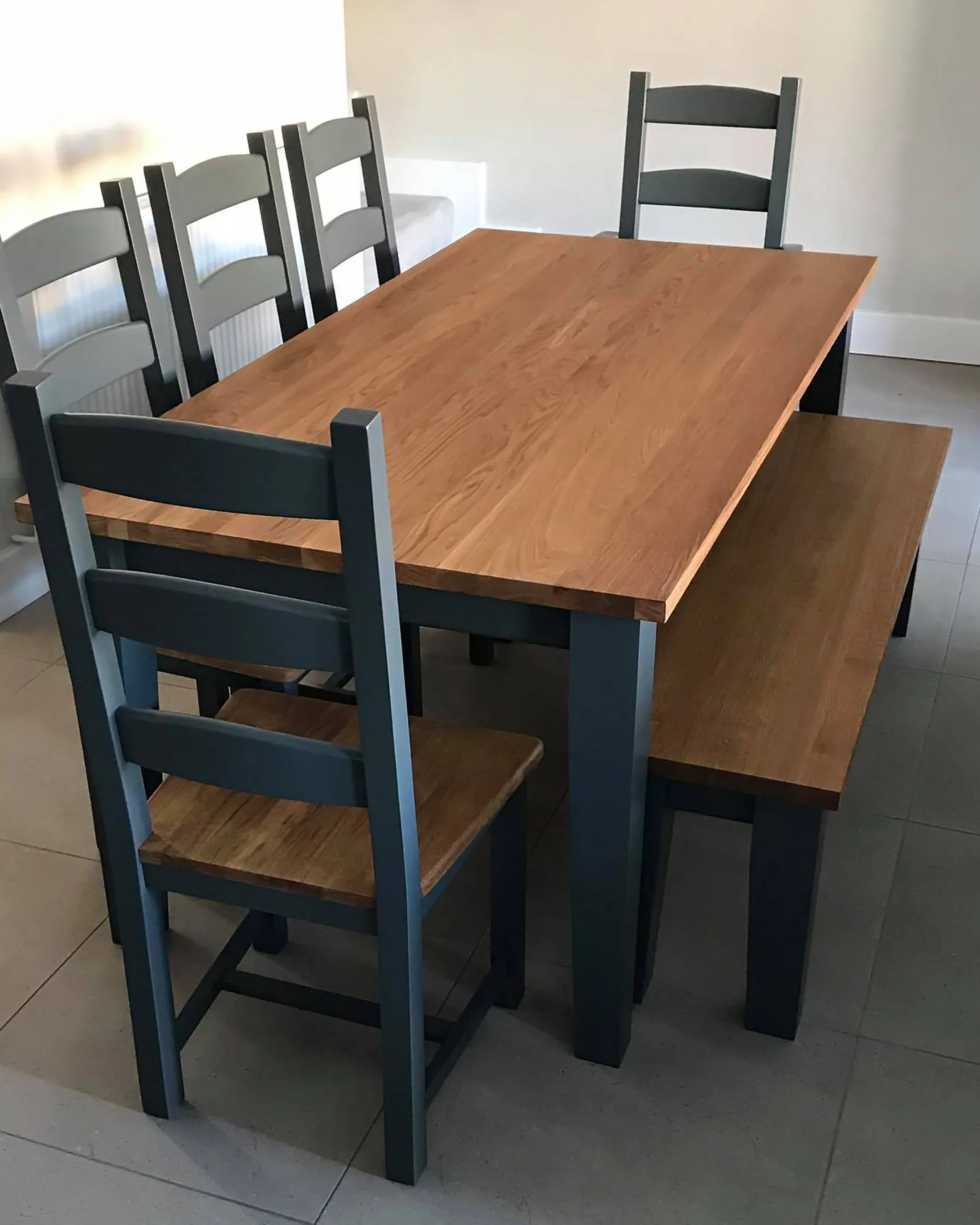 Tall Ladder Back Dining Set with Bench