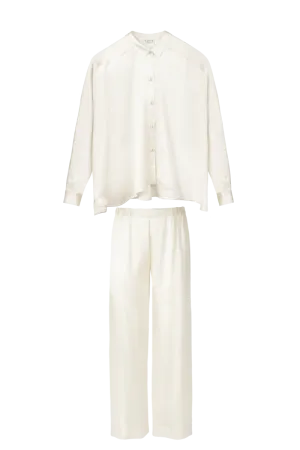 TARA SHIRT AND ZENO PANTS: ALMOND ORGANIC SILK SET